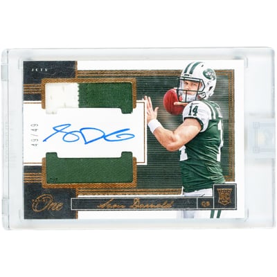 Sam Darnold New York Jets Autographed 2018 Panini One Dual Dual-Color Jersey Relic #67 #49/49 Rookie Card