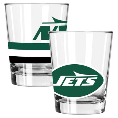 New York Jets The Memory Company Two-Piece 15oz. Big Stripes Double Old Fashioned Glass Set