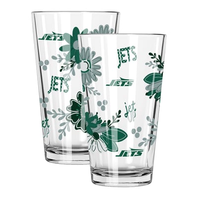 New York Jets The Memory Company Two-Piece 16oz. Flowers Pint Glass Set
