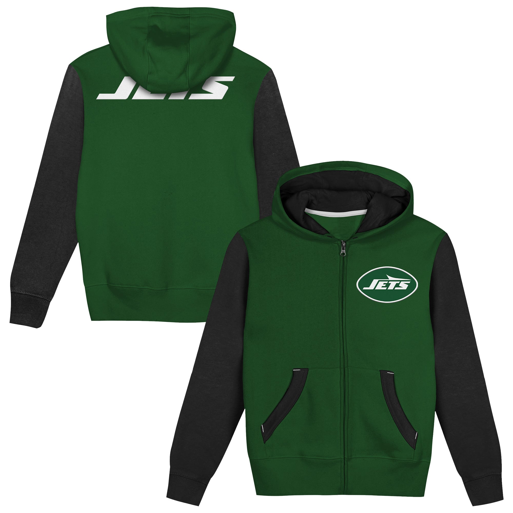 Sweat à capuche zippé Outerstuff vert et noir New York Jets Stadium pour tout-petit