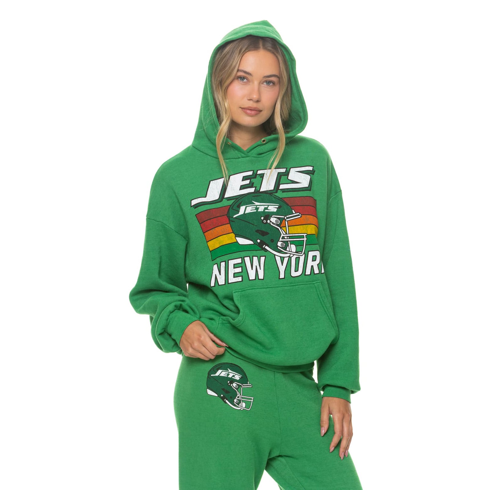 Sweat à capuche unisexe Aviator Nation vert New York Jets, coupe décontractée, en mélange de trois matières.