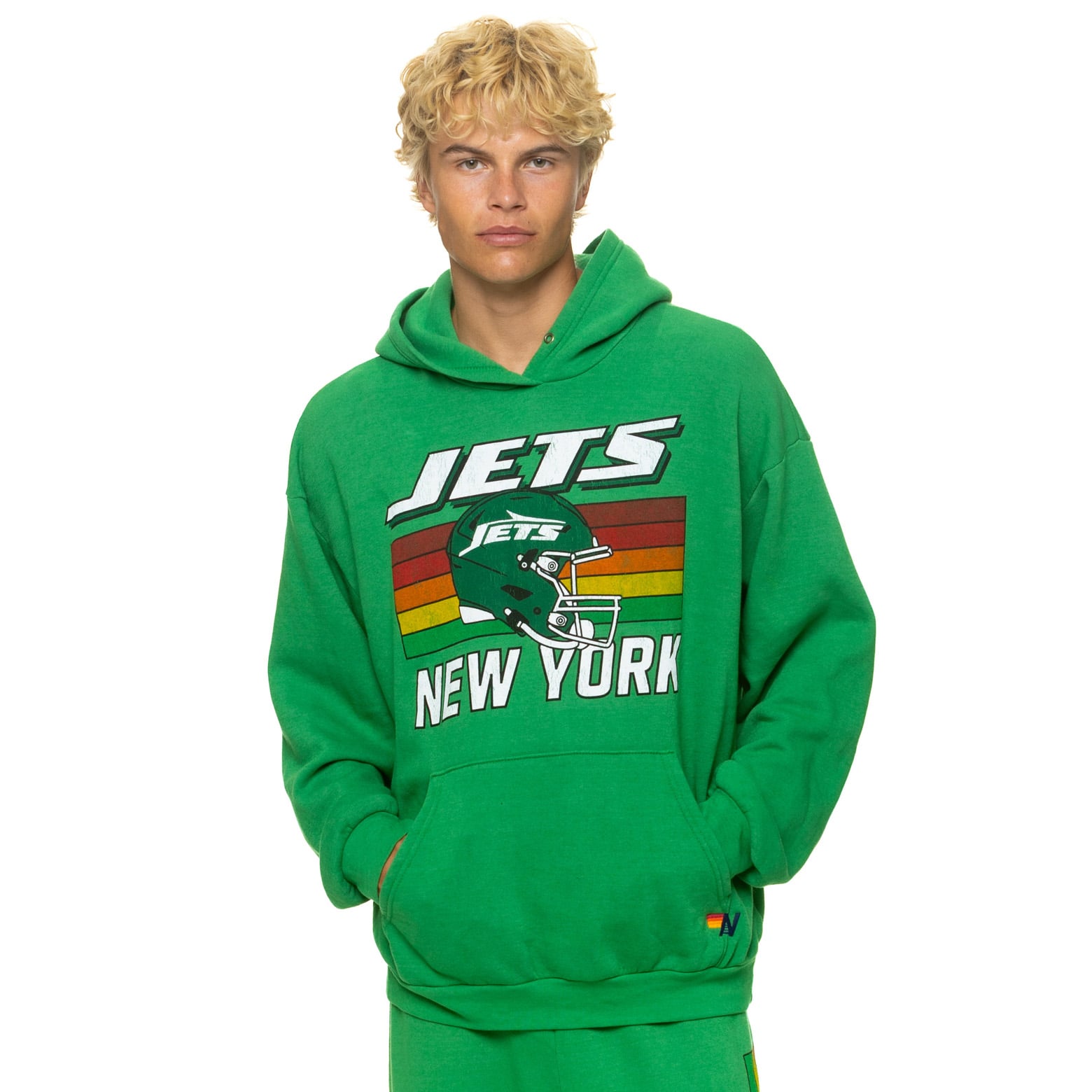 Sweat à capuche unisexe Aviator Nation vert New York Jets, coupe décontractée, en mélange de trois matières.