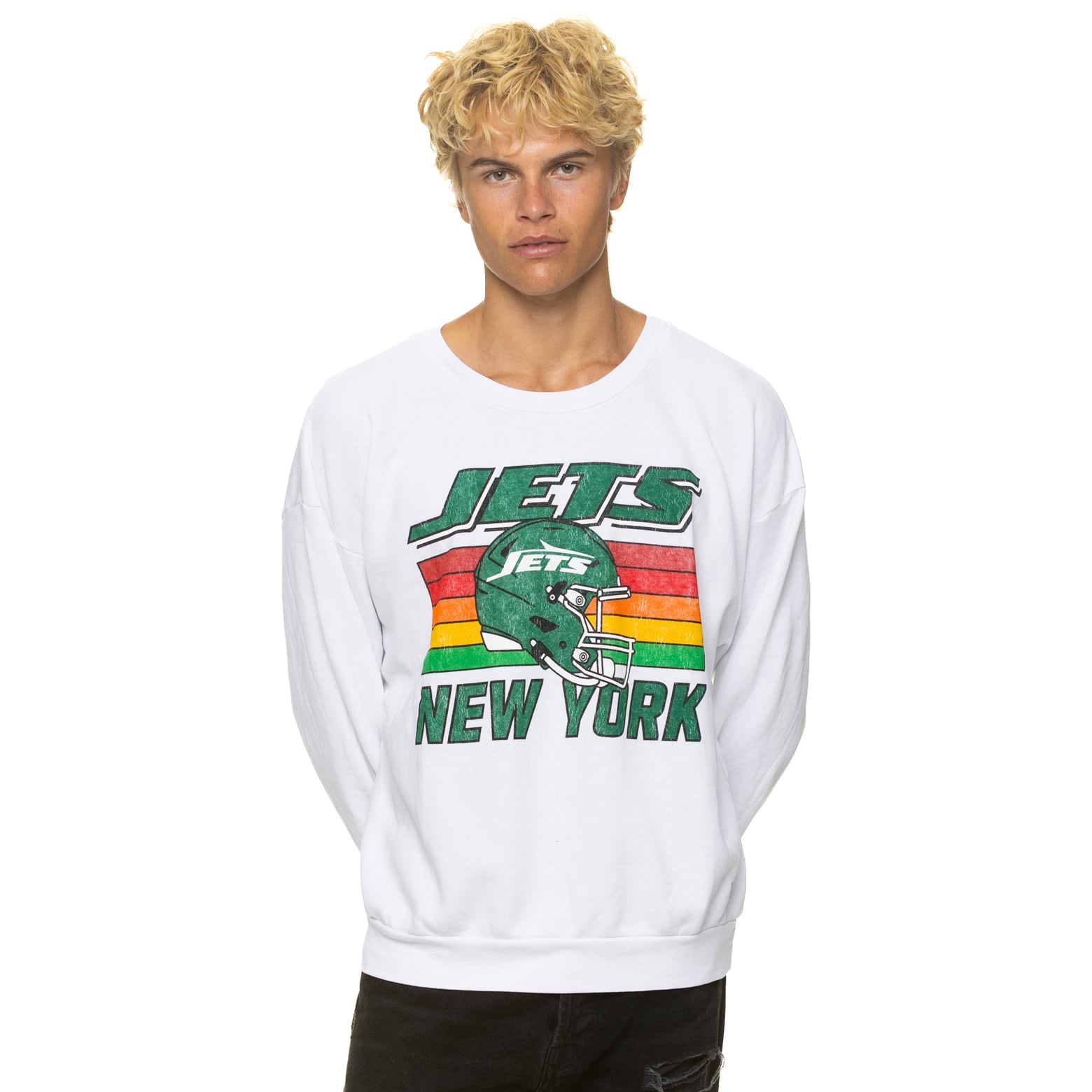 Sweat-shirt unisexe Aviator Nation blanc New York Jets, coupe décontractée, en mélange de trois matières.
