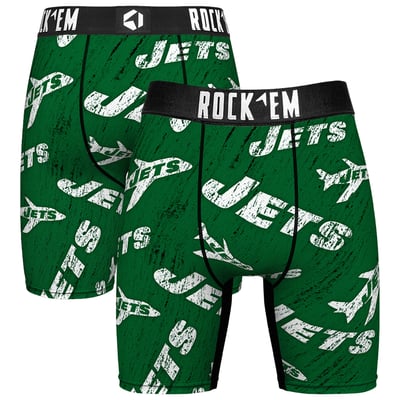  New York Jets Rock Em Unisex Throwback Logo Allover Boxer Briefs - Green