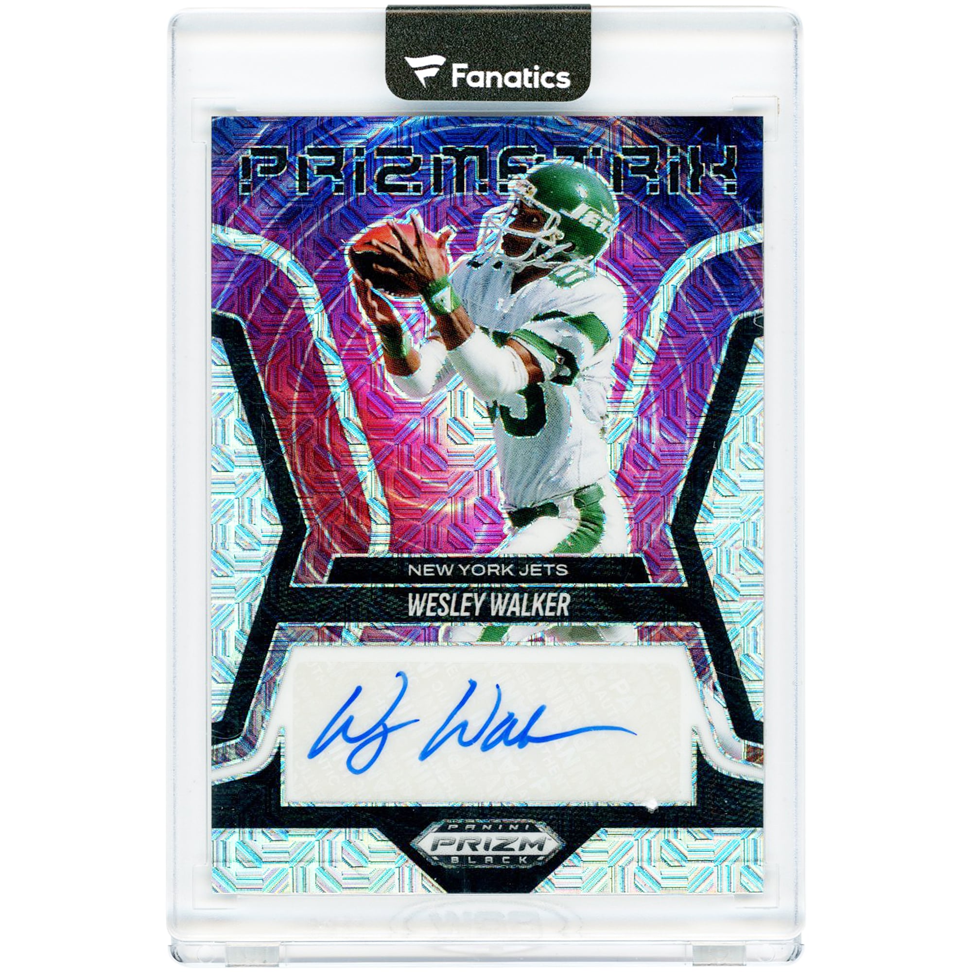 Carte autographiée de Wesley Walker (New York Jets) 2025 Panini Prizm Black Prizmatrix Signatures Mojo Prizm #PS-WWR # 11