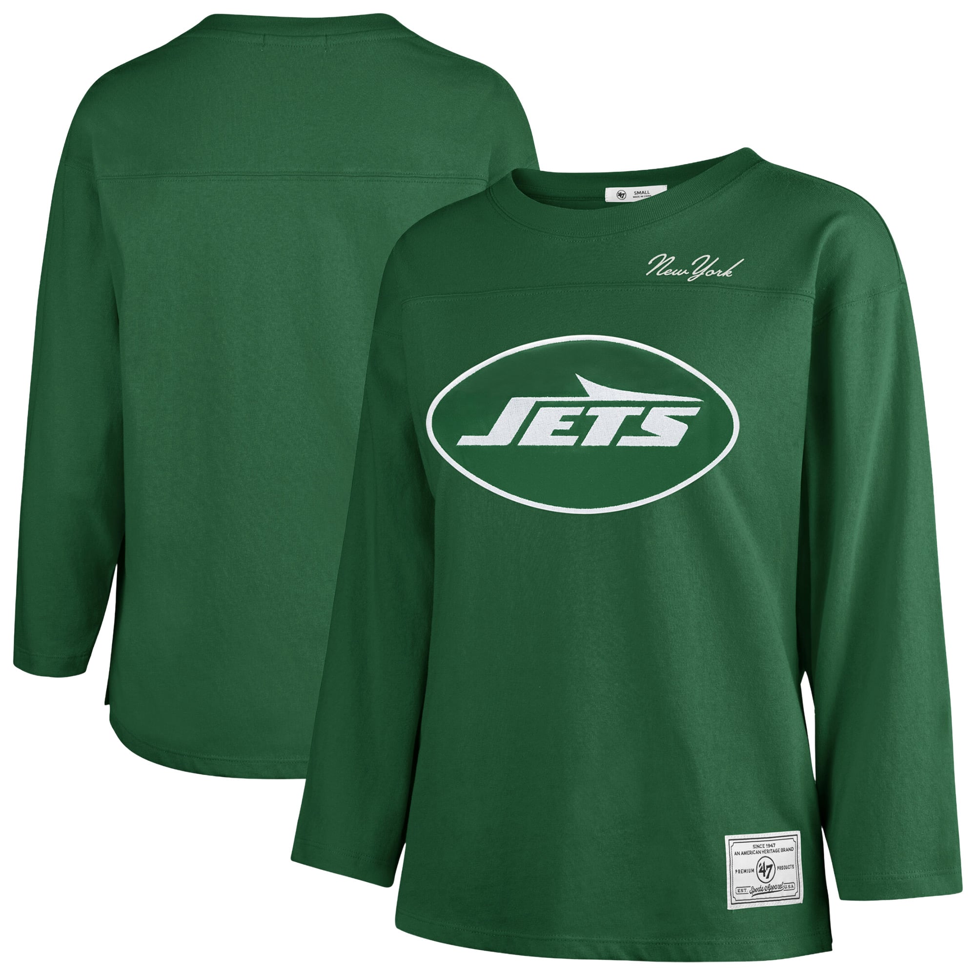 T-shirt à manches longues intemporel « 47 Green New York Jets Game Nod » pour femme