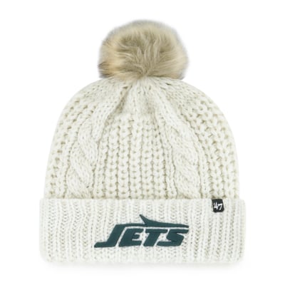 New York Jets '47 Women's Meeko Cuffed Knit Hat with Pom - White