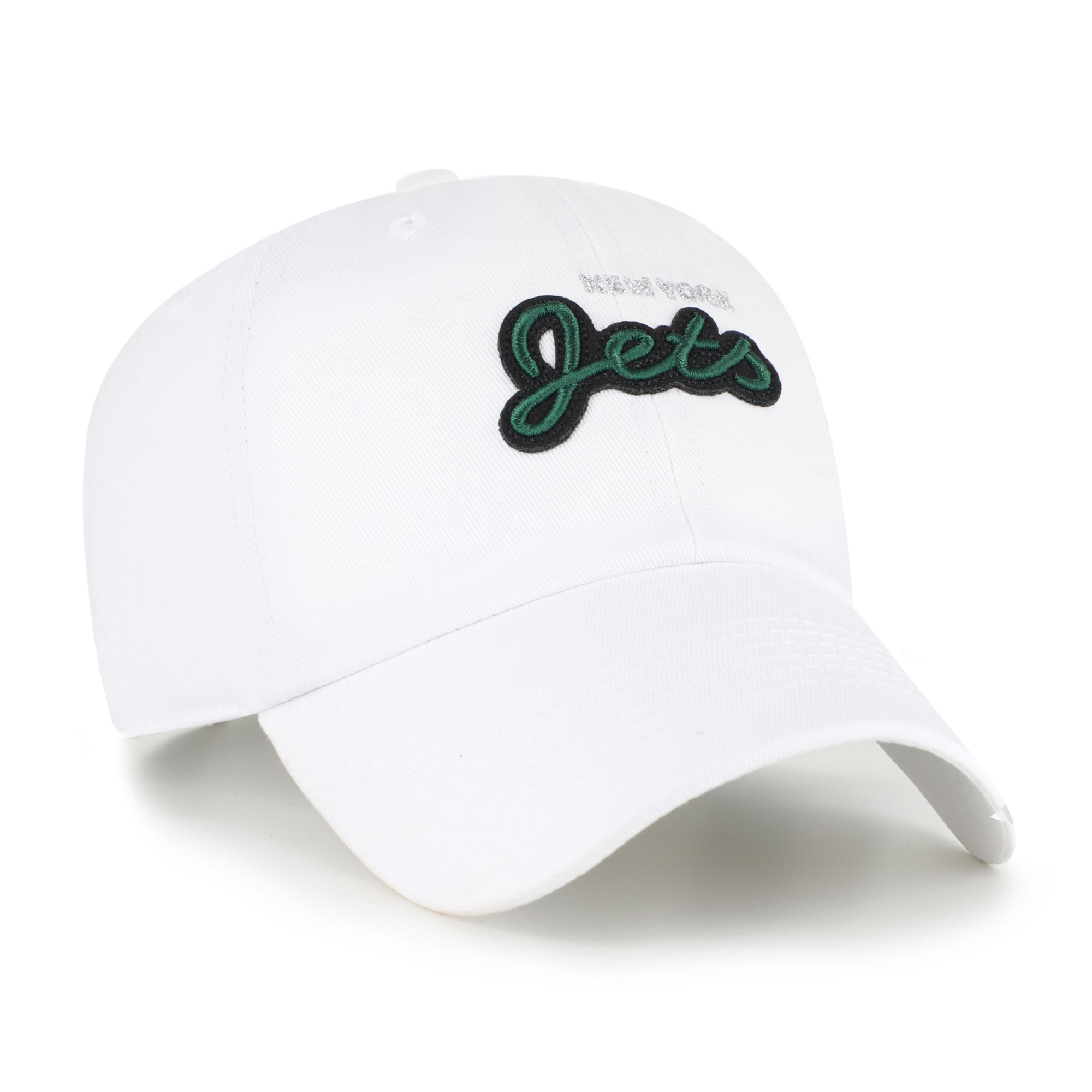 Women's '47 White New York Jets Trendy Script Clean Up Adjustable Hat