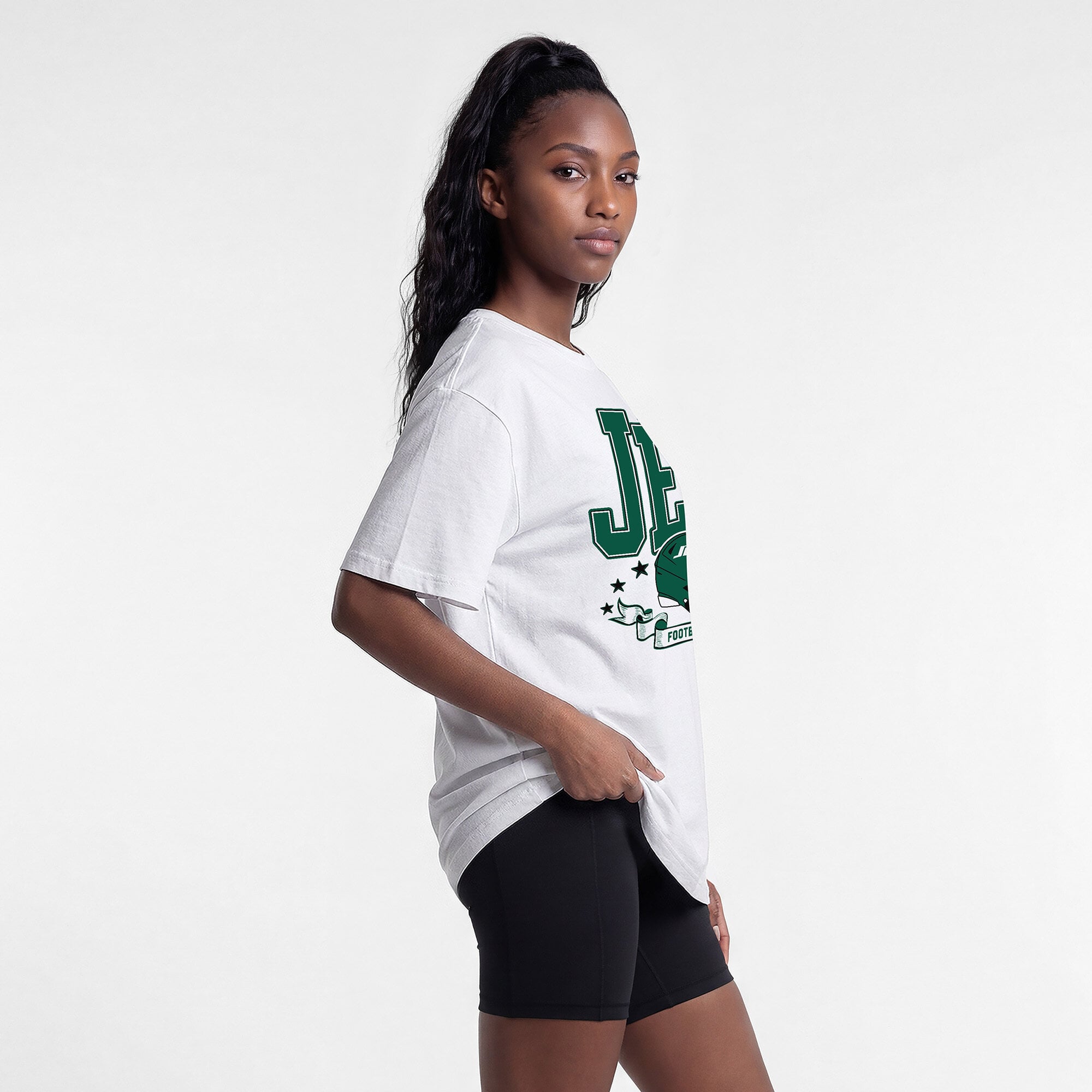 T-shirt oversize blanc Champion pour femmes, New York Jets