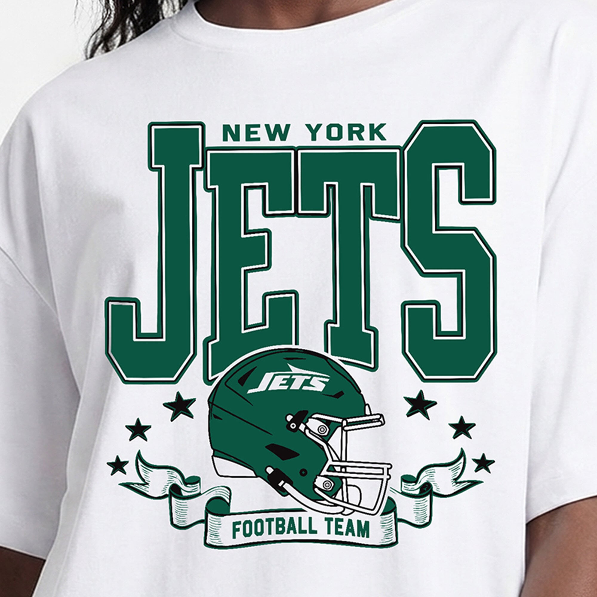 T-shirt oversize blanc Champion pour femmes, New York Jets