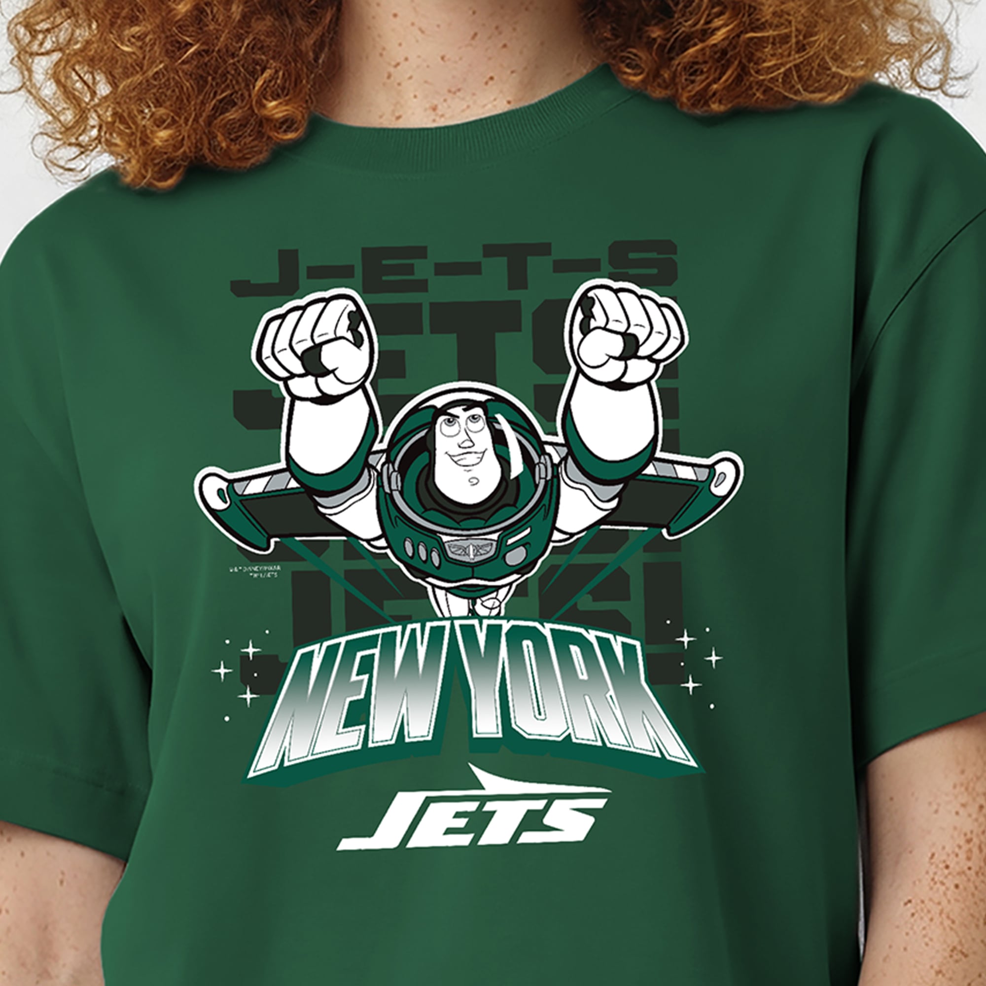 T-shirt Disney x Champion vert New York Jets Buzz Lightyear All-Star pour femmes