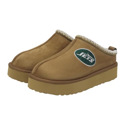  New York Jets FABGATING by Cuce Women's Chestnut Slip On Boots with Crystal Logo - Tan