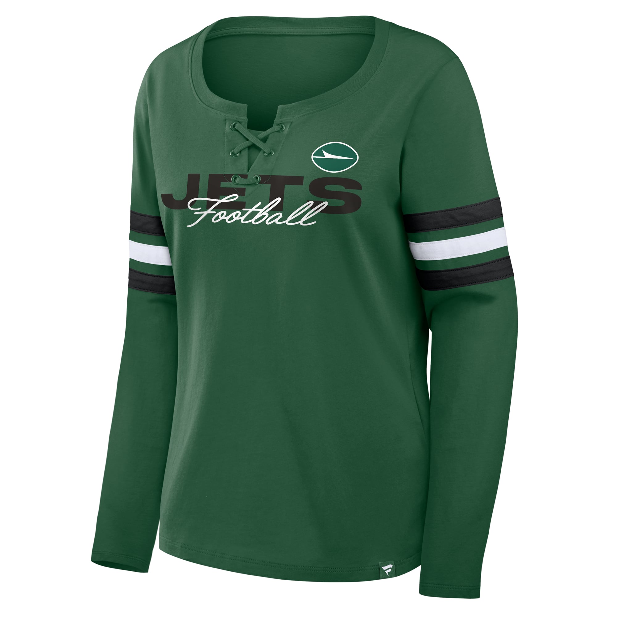 T-shirt à manches longues lacets Fanatics Green New York Jets pour femmes