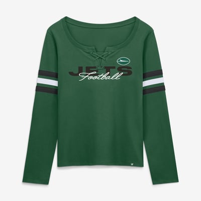  New York Jets Fanatics Women's Team First Coverage Scheme Lace-Up Long Sleeve T-Shirt - Green