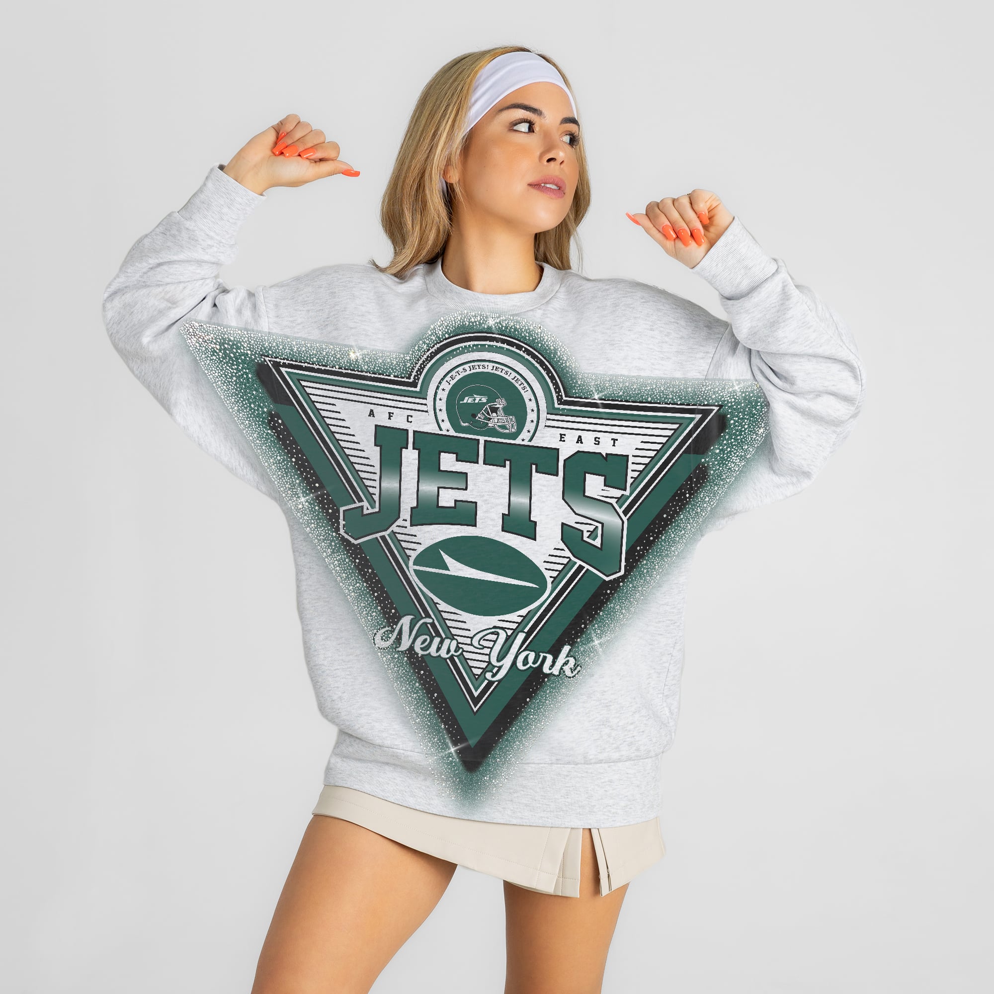 Sweat-shirt oversize en polaire à strass « Chasing Victory » de la collection Gameday Couture Ash pour femmes
