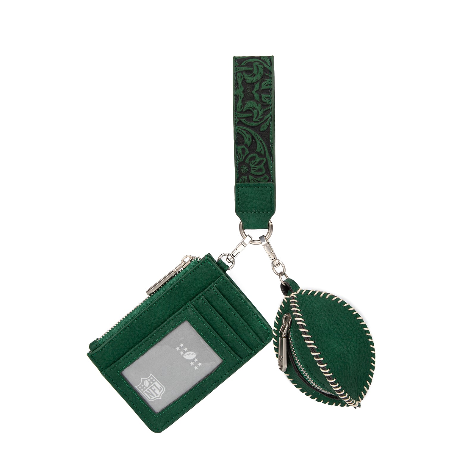Portefeuille Montana West pour femme et bracelet porte-clés football américain New York Jets