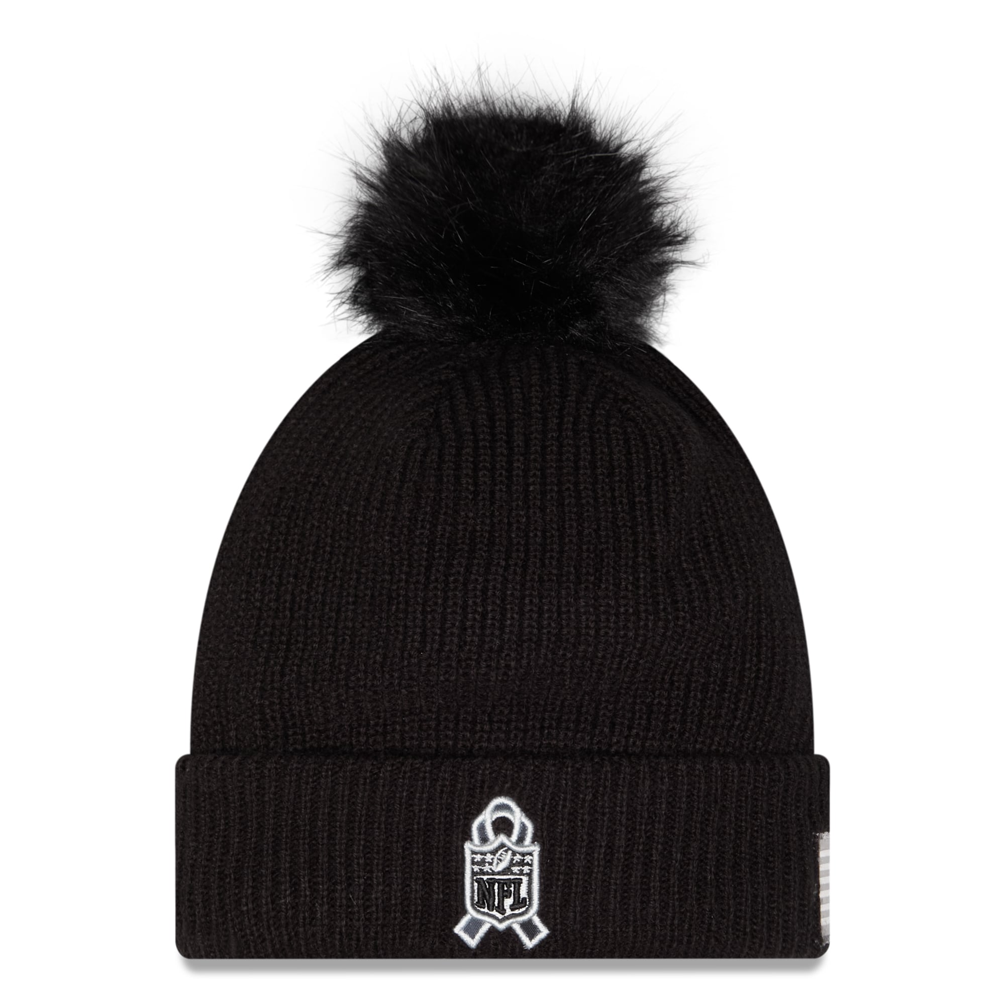Bonnet à revers New Era noir pour femme, New York Jets 2026 Salute To Service, avec pompon