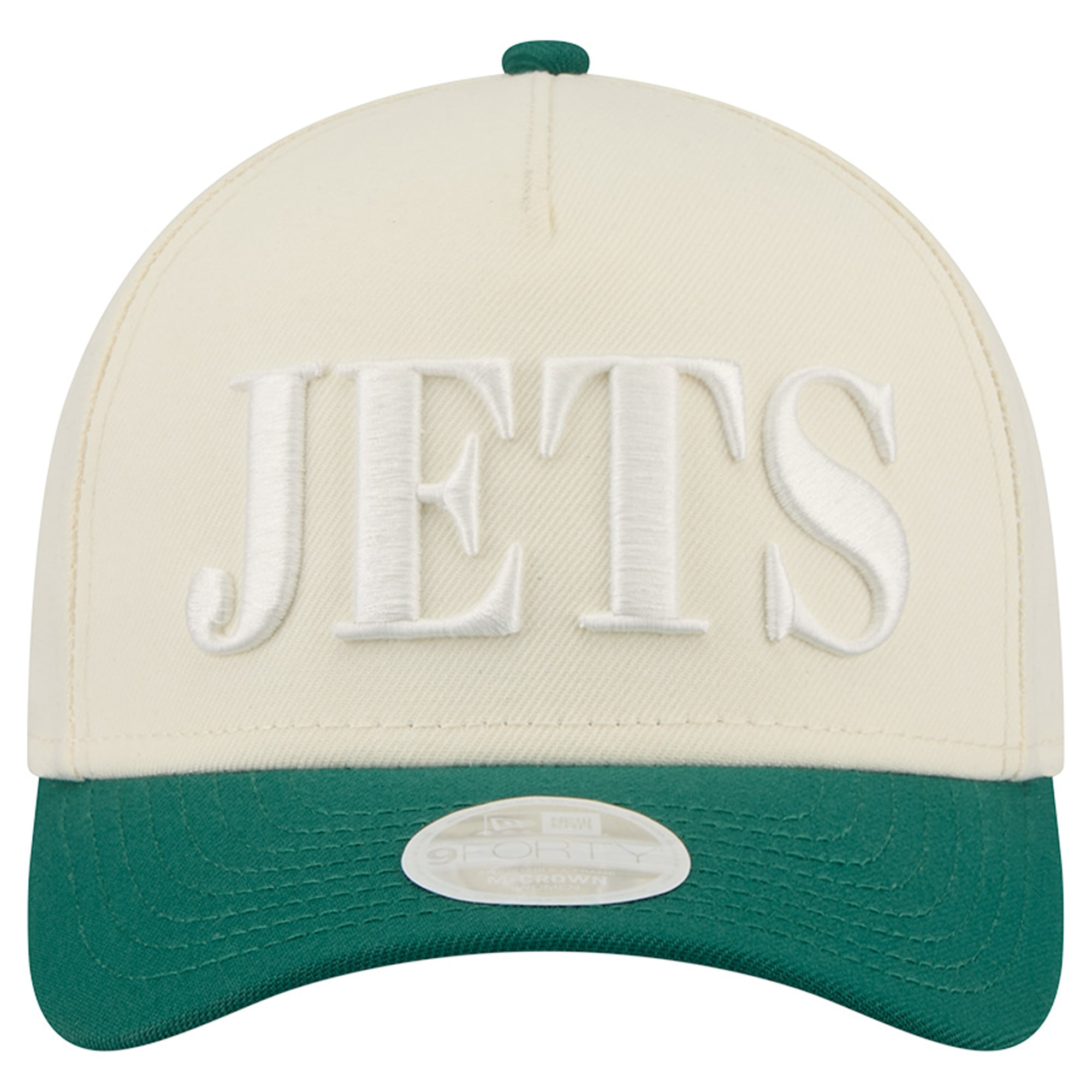 Women's New Era Cream/Green New York Jets Tonal A-Frame 9FORTY Adjustable Hat