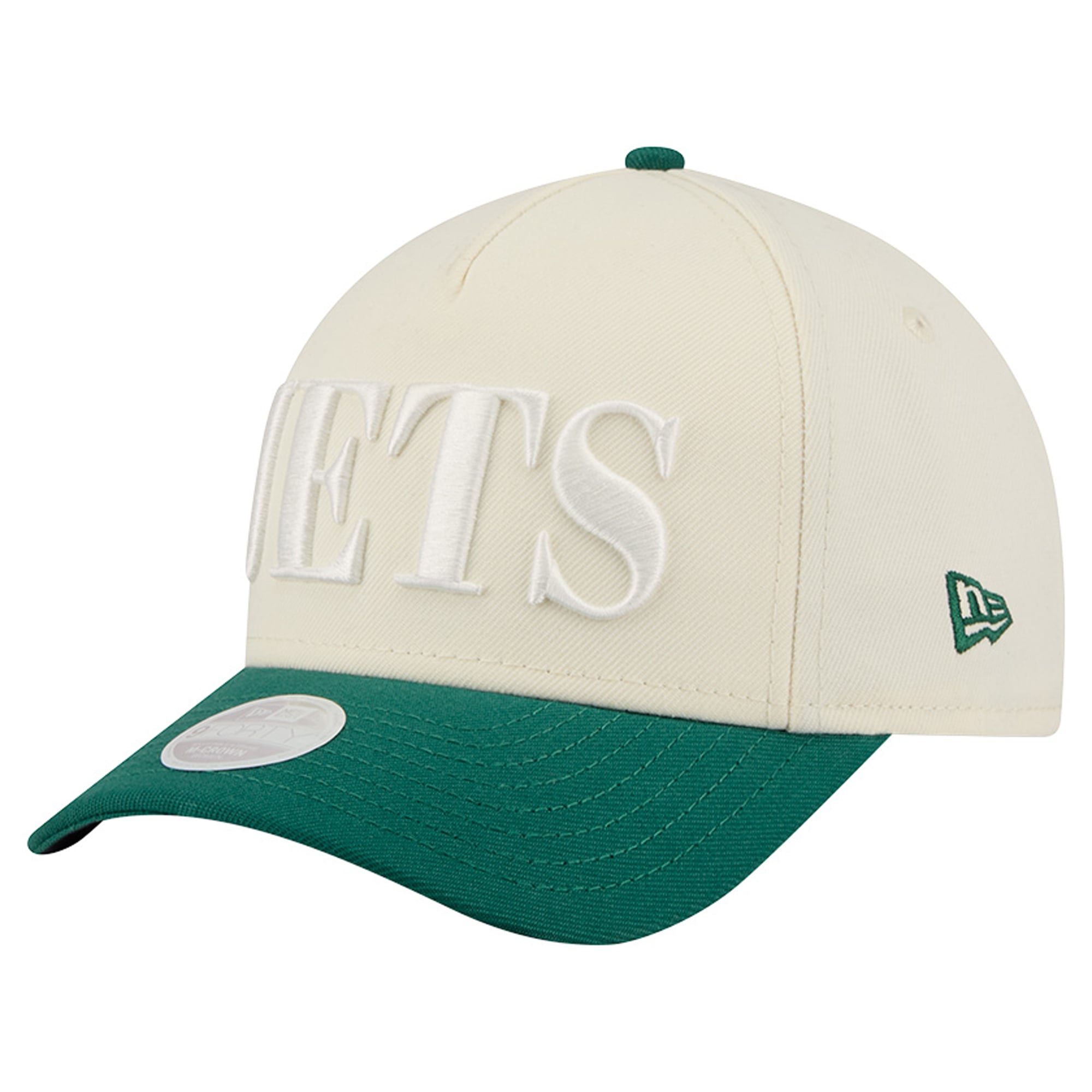 Women's New Era Cream/Green New York Jets Tonal A-Frame 9FORTY Adjustable Hat