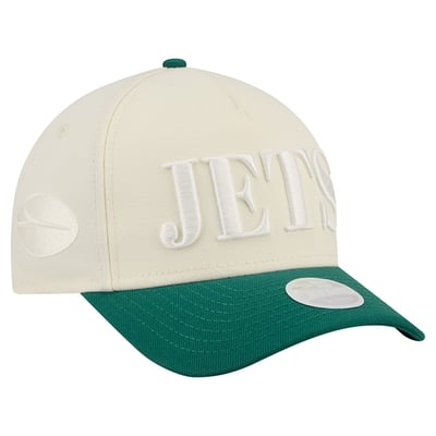 New York Jets New Era Women's Tonal A-Frame 9FORTY Adjustable Hat - Cream/Green