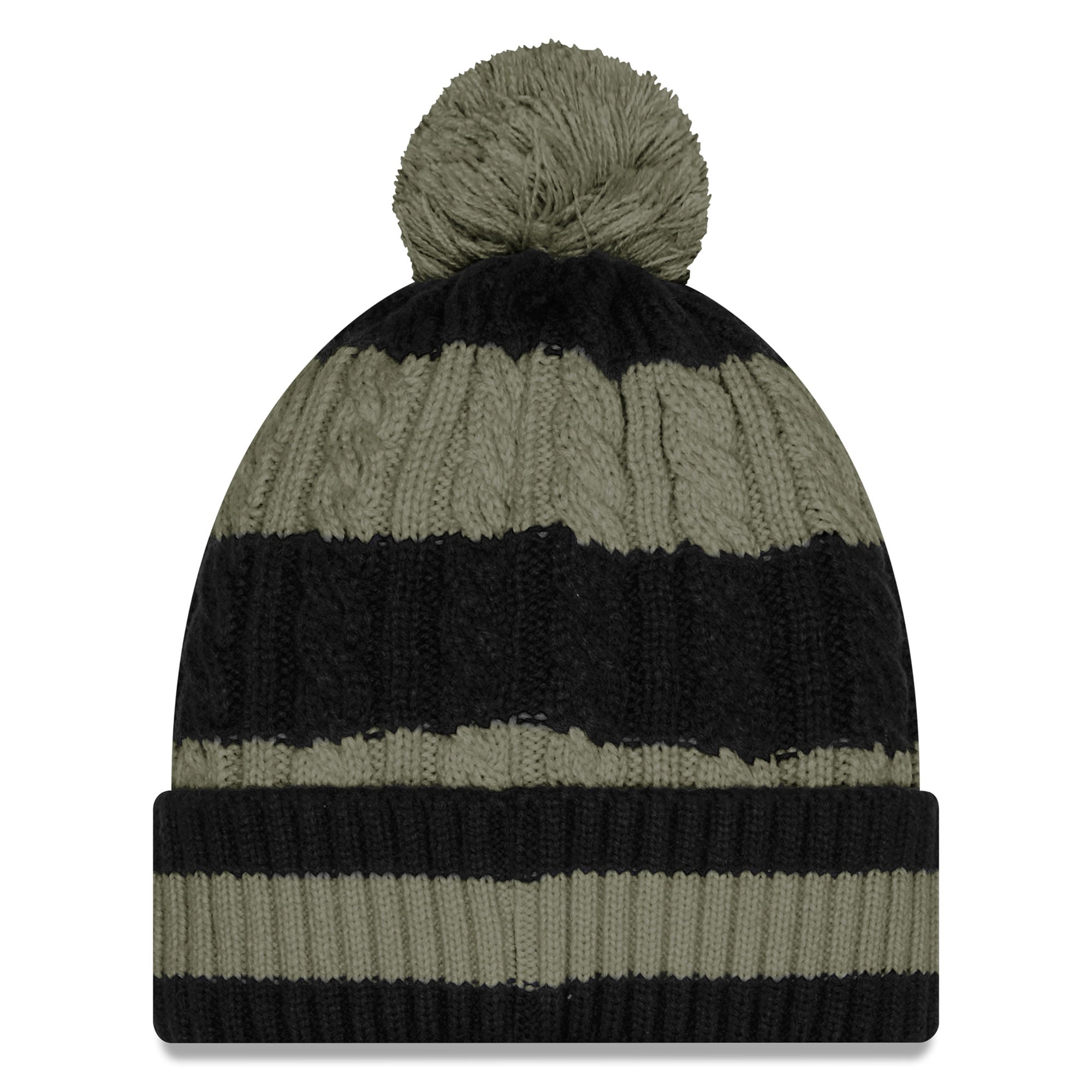 Women's New Era Dark Green New York Jets Rivalries Collection Braided Cuffed Knit Hat with Pom