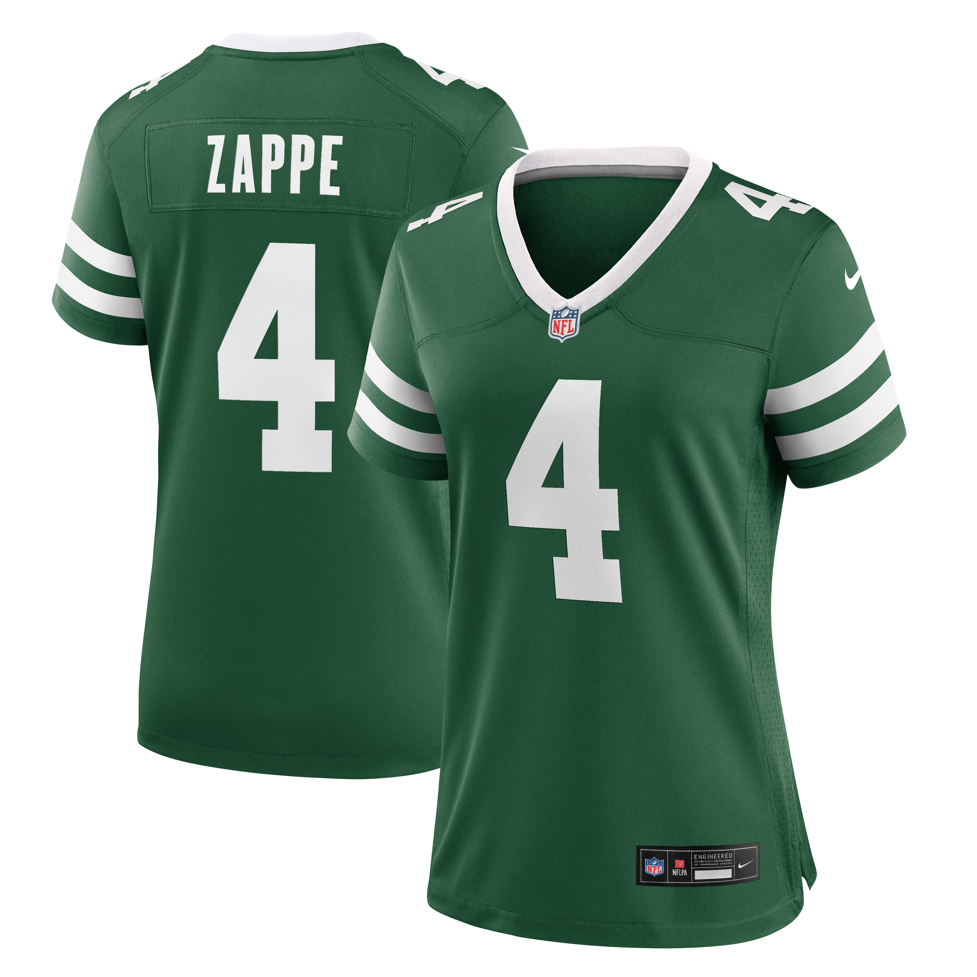 Maillot de match Nike Bailey Zappe Legacy Green pour femme, New York Jets