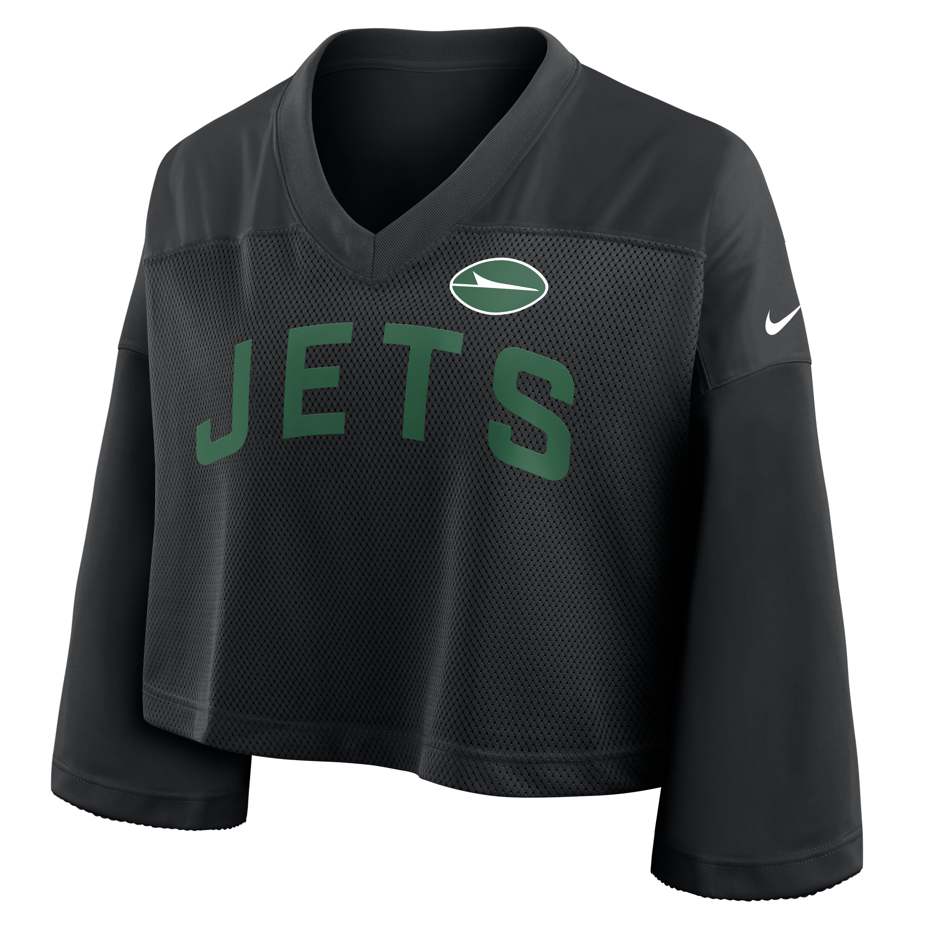 Women's Nike Black New York Jets Wide Receiver Cropped Mesh Dri-FIT Fashion Jersey