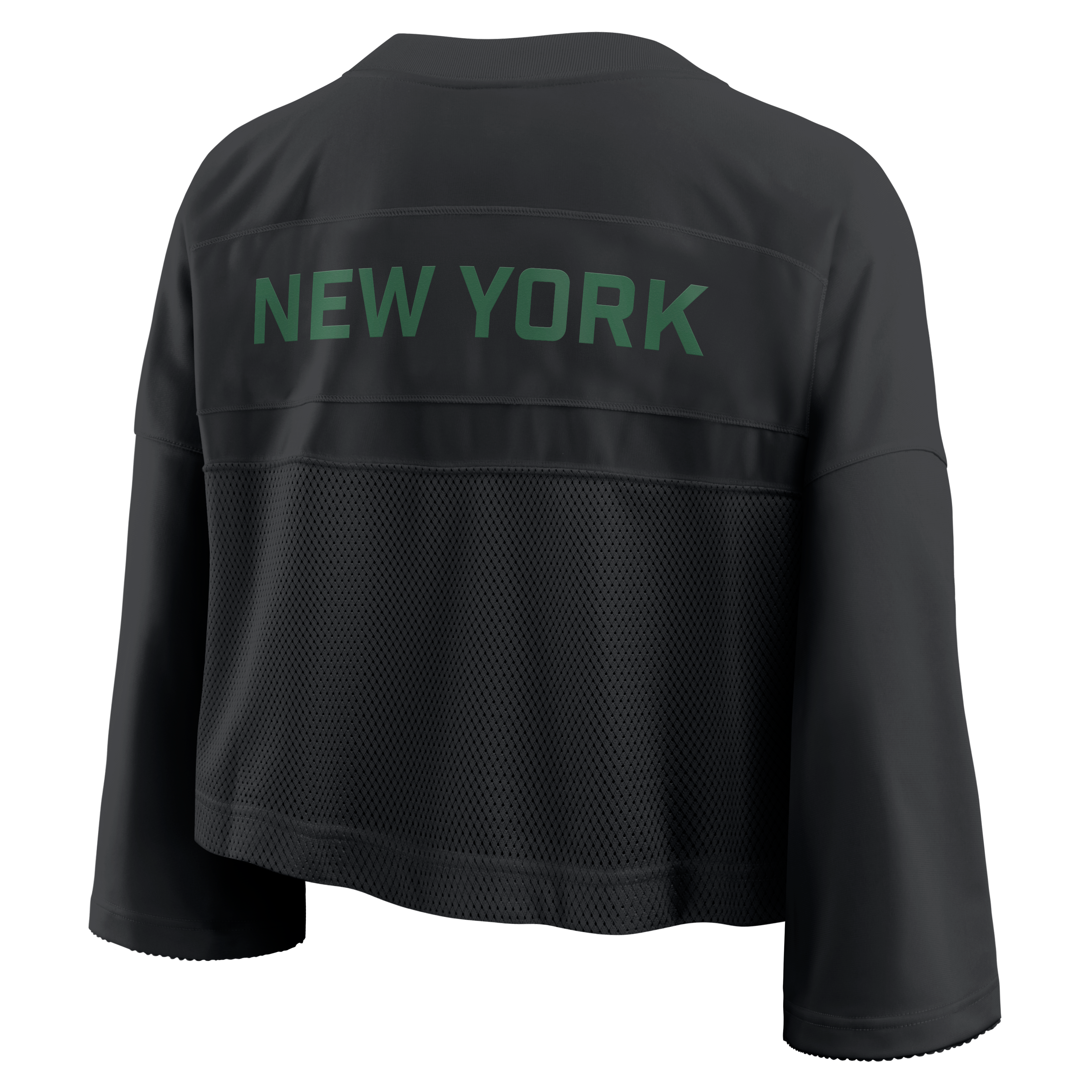 Women's Nike Black New York Jets Wide Receiver Cropped Mesh Dri-FIT Fashion Jersey