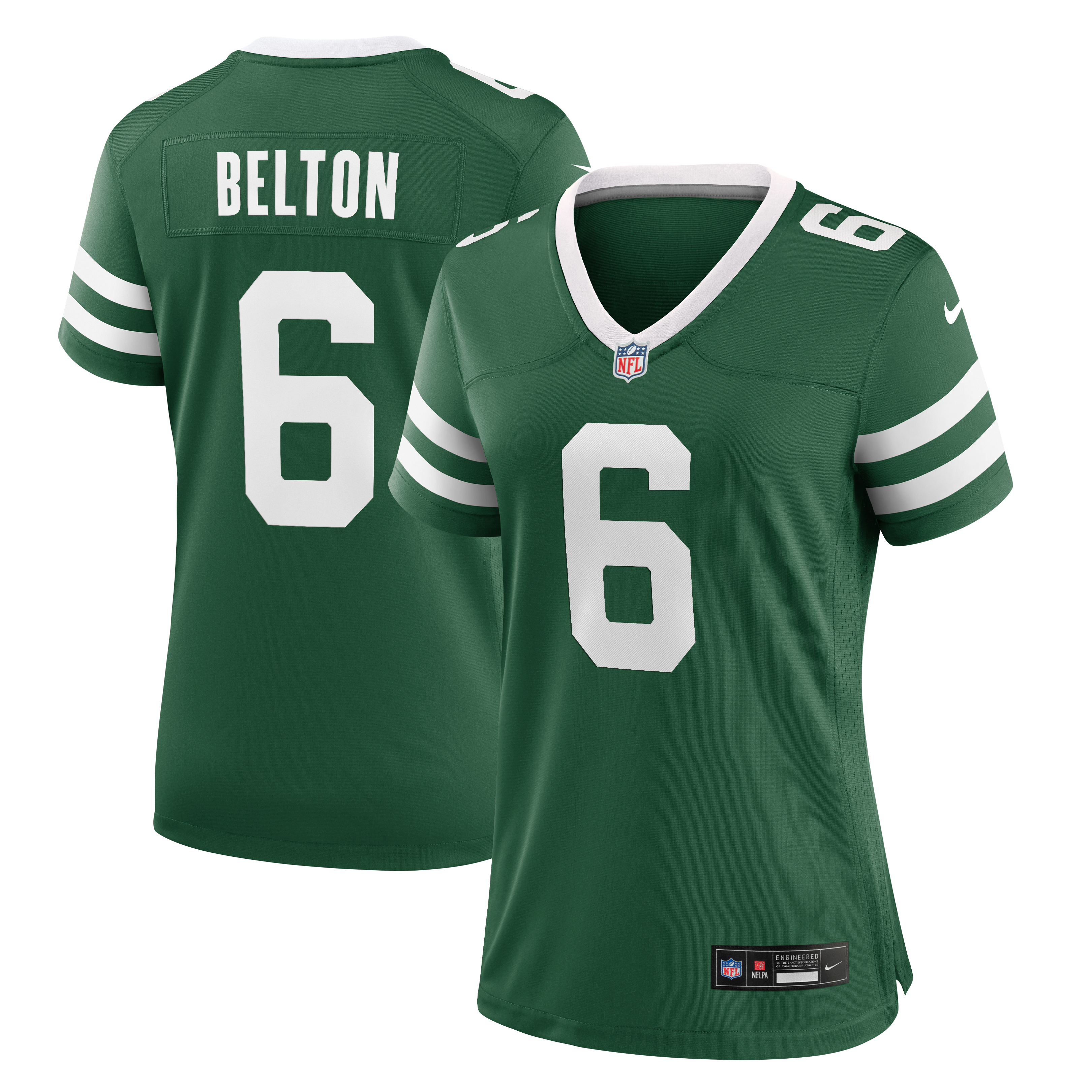Maillot de match Nike Dane Belton Legacy Green pour femme, New York Jets