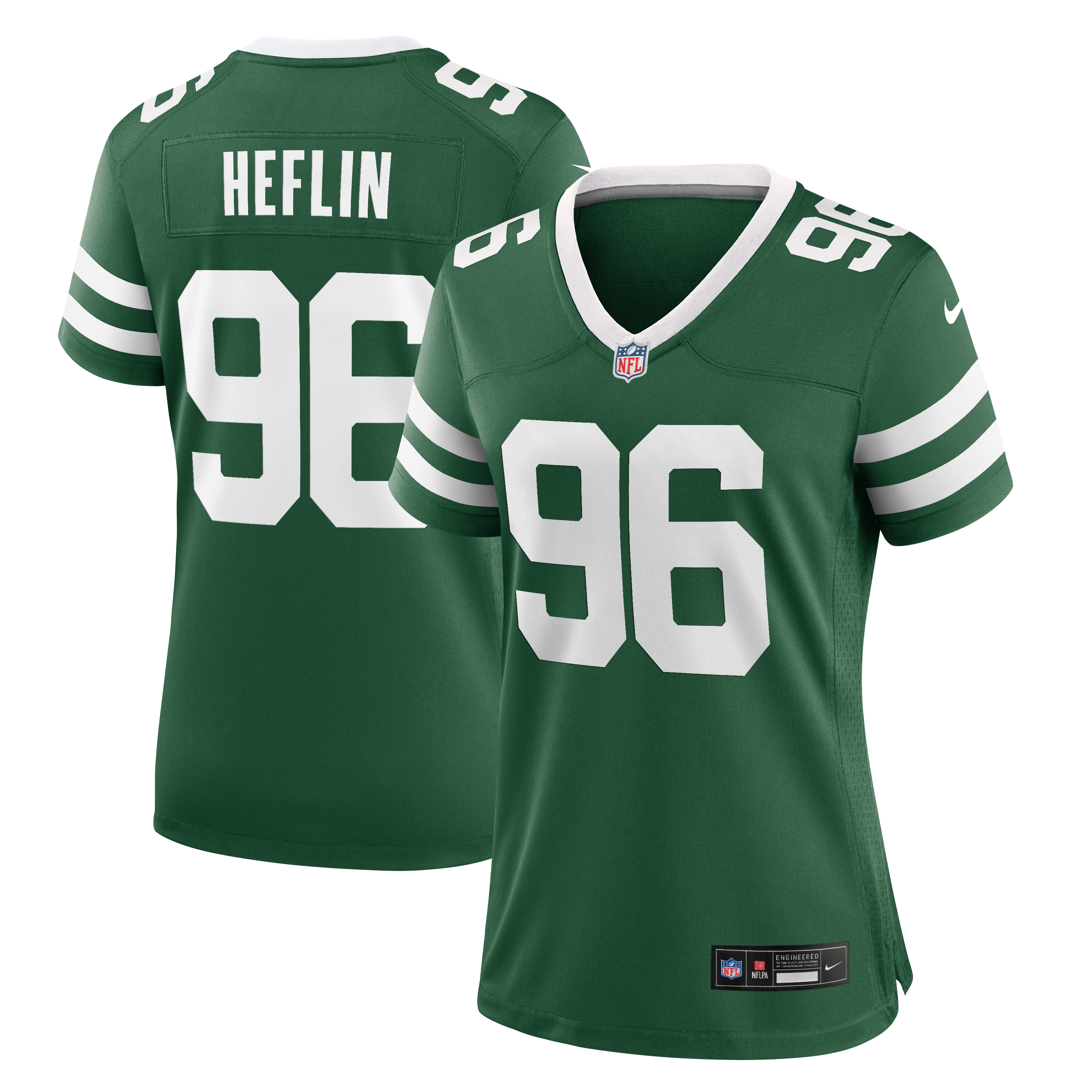 Maillot de match Nike Jack Heflin Legacy Green pour femme, New York Jets
