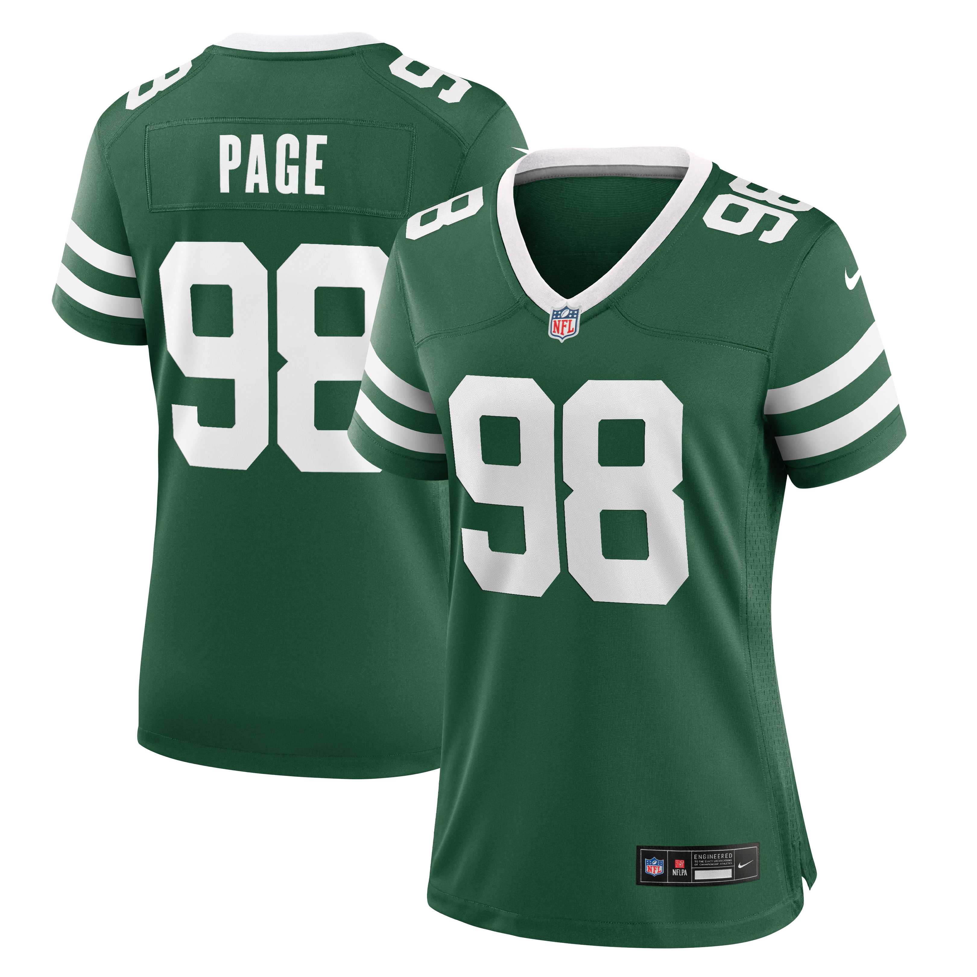 Maillot de match Nike Payton Page Legacy Green pour femme, New York Jets