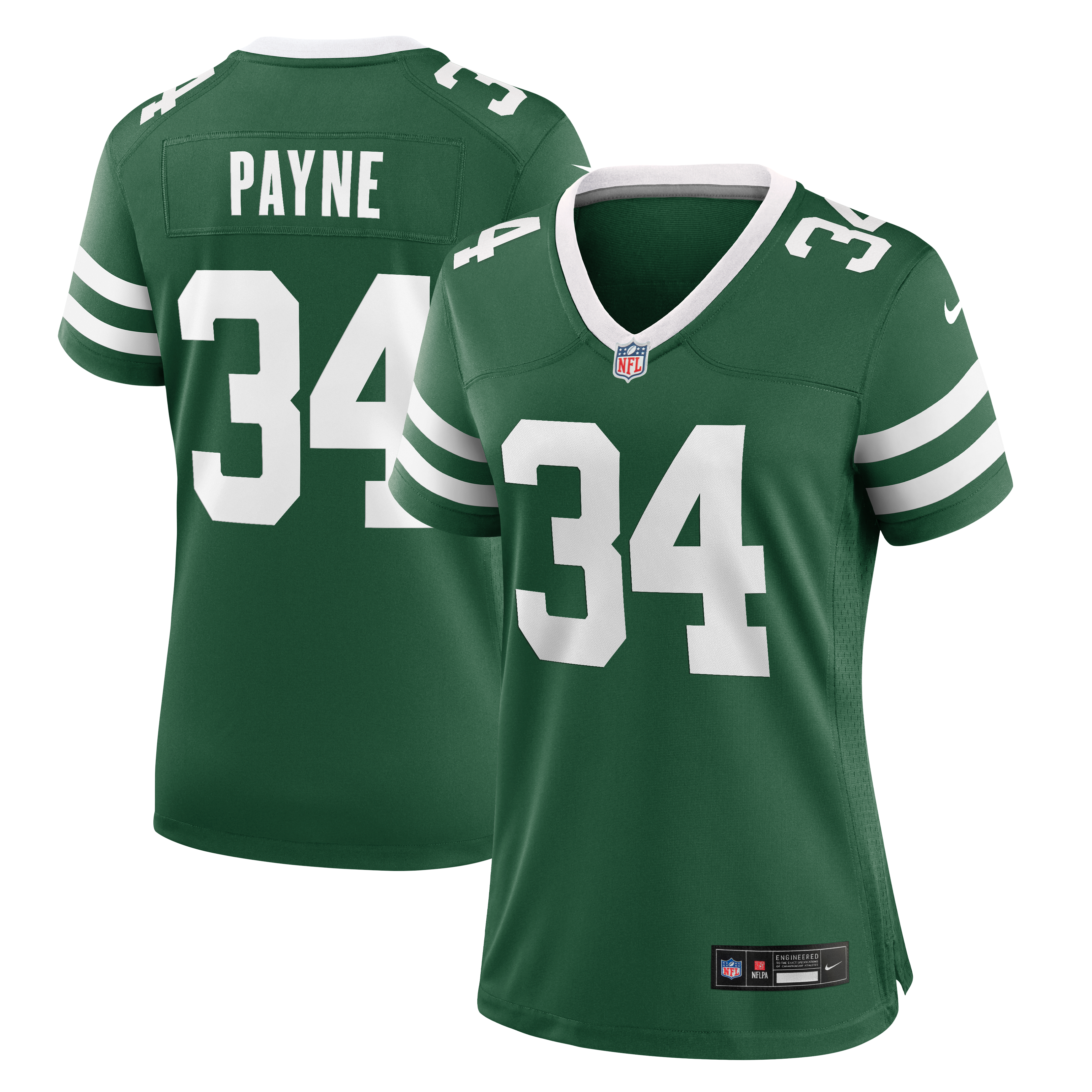 Maillot de match Nike VJ Payne Legacy vert pour femme, New York Jets