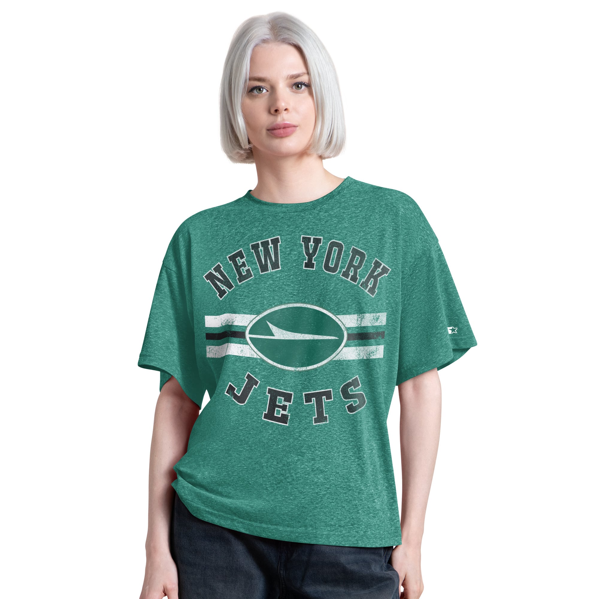 T-shirt Starter Green New York Jets Jump Shot Boyfriend Tri-Blend pour femme