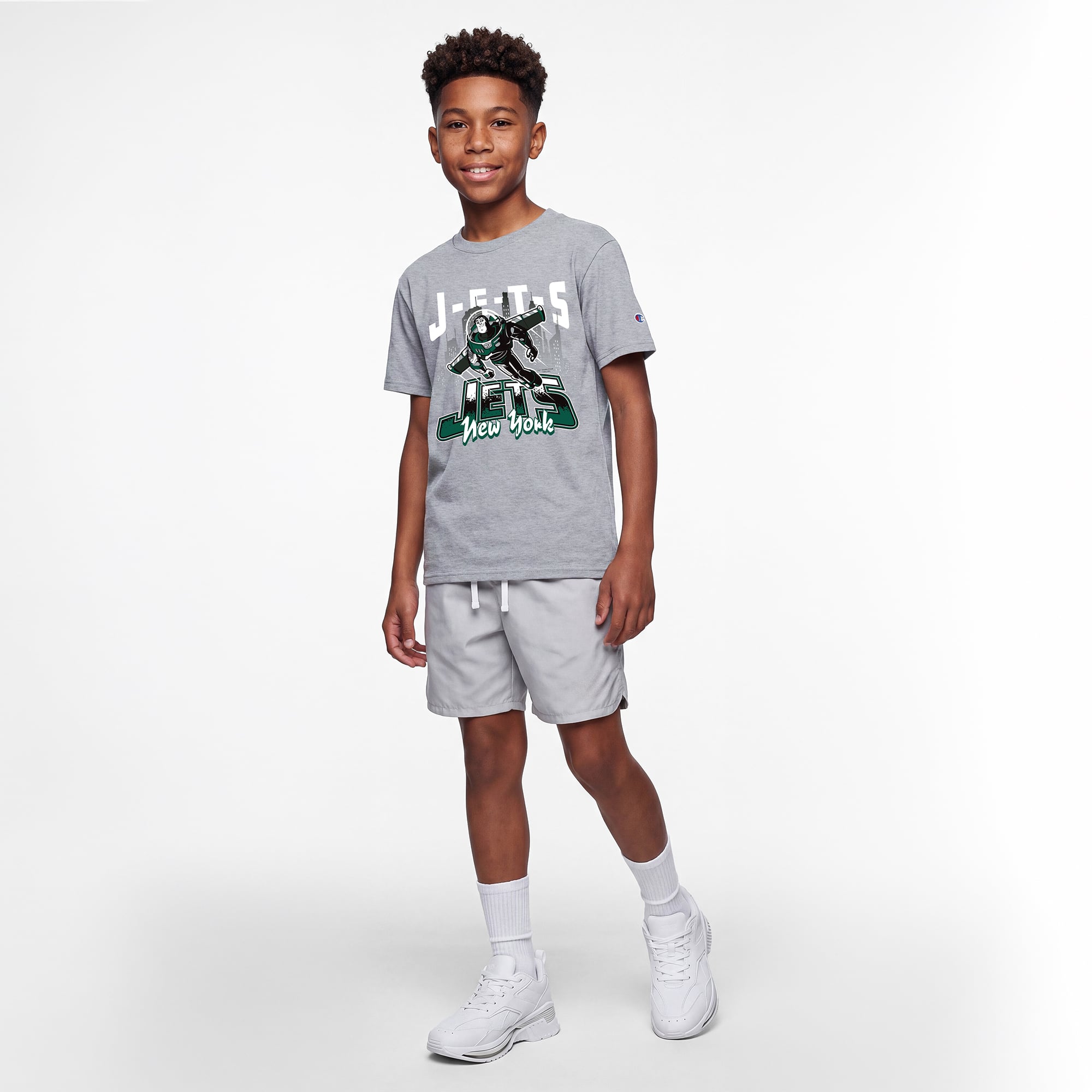 Youth Disney x Champion Heather Gray New York Jets Buzz Lightyear T-Shirt
