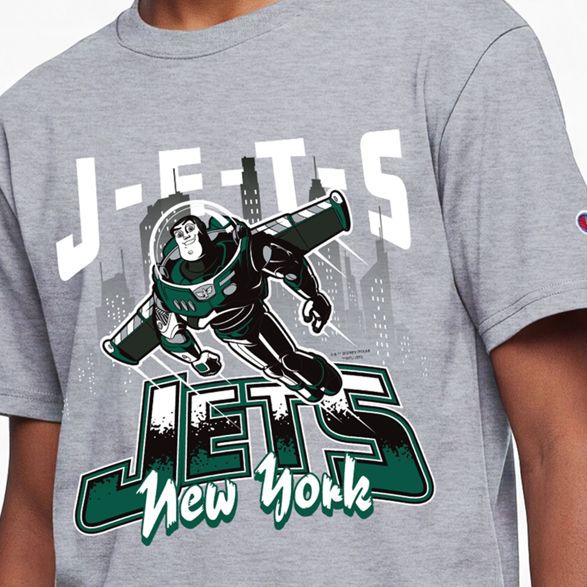 Youth Disney x Champion Heather Gray New York Jets Buzz Lightyear T-Shirt