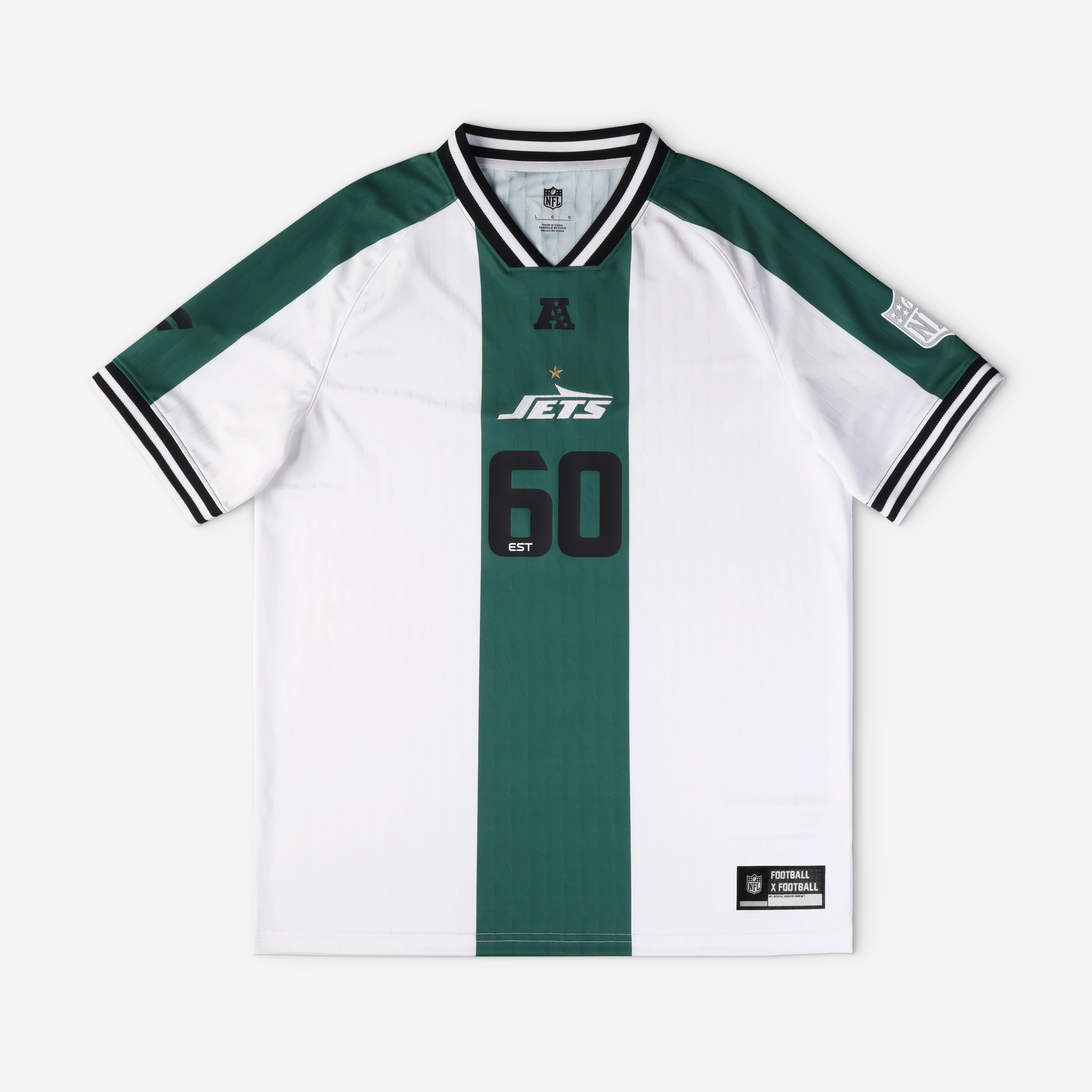 Youth Fanatics White New York Jets Football x V-Neck Fan Top