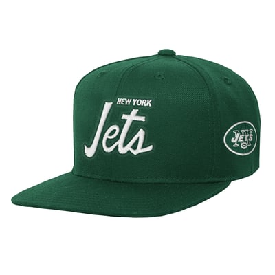 New York Jets Mitchell & Ness Youth Head Coach Flat Brim Snapback Hat - Green
