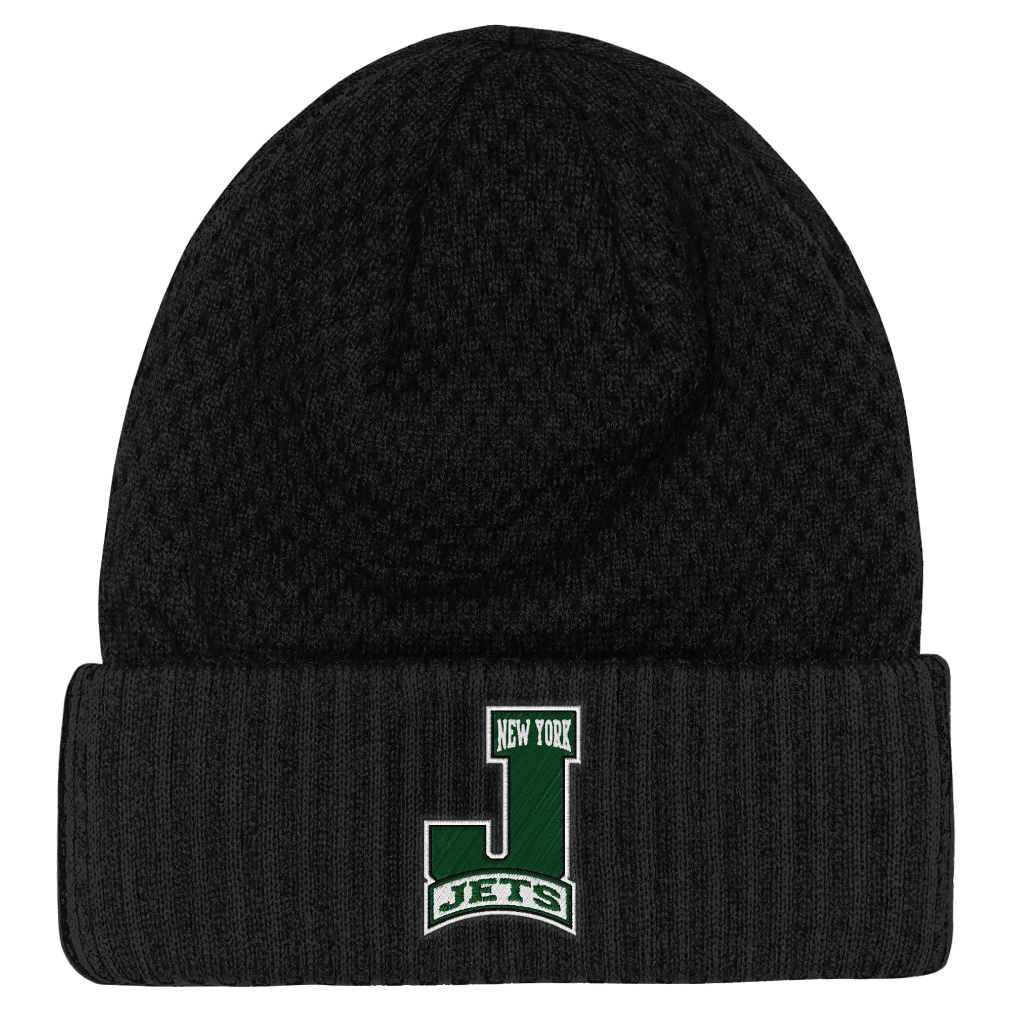 Youth Outerstuff Black New York Jets Heat Check Cuffed Knit Hat