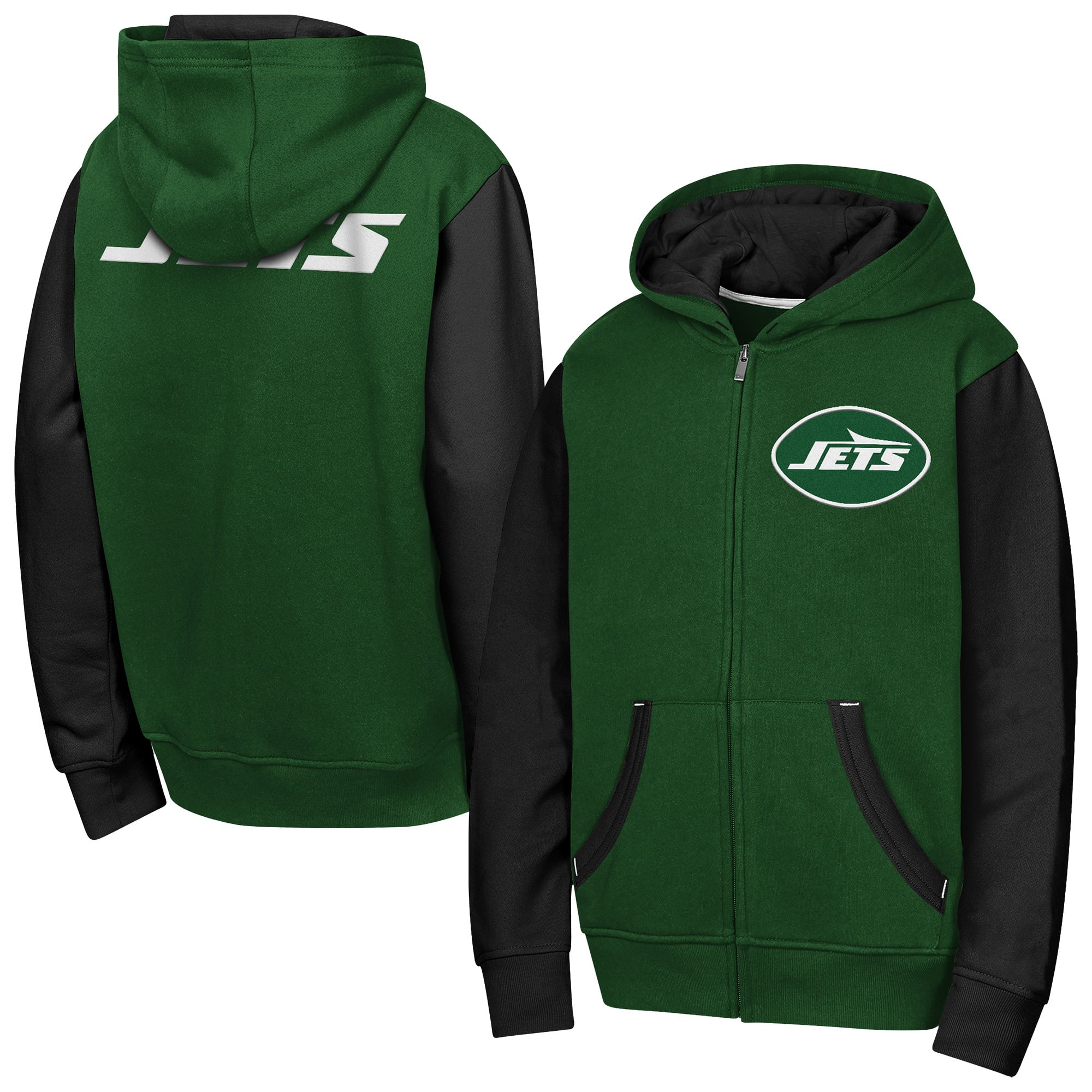 Sweat à capuche zippé vert New York Jets Stadium pour jeunes de la marque Outerstuff