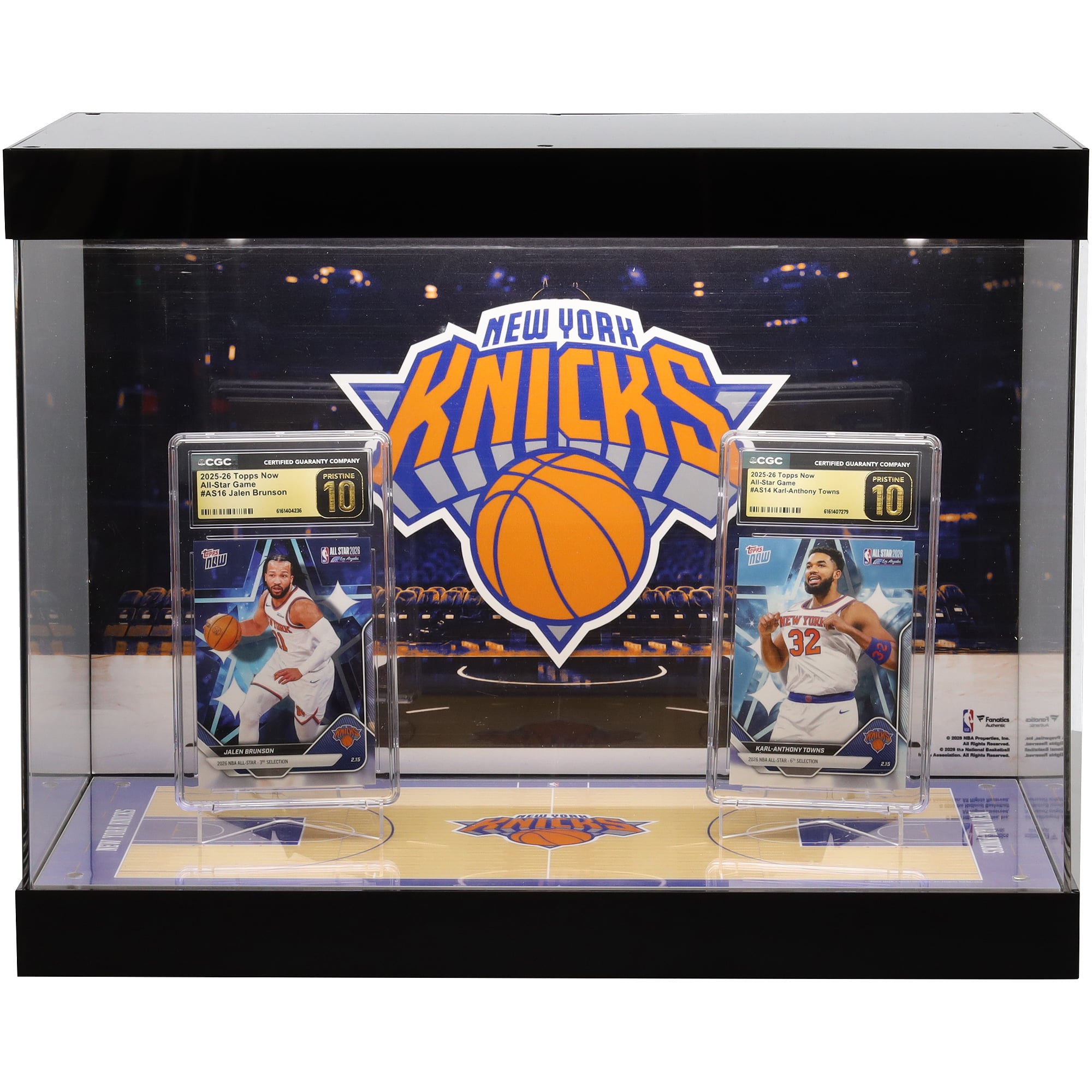 Présentoir à cartes à collectionner HomeCourt Advantage des New York Knicks, éclairé par LED - Protection UV et compatible avec plusieurs cartes à collectionner