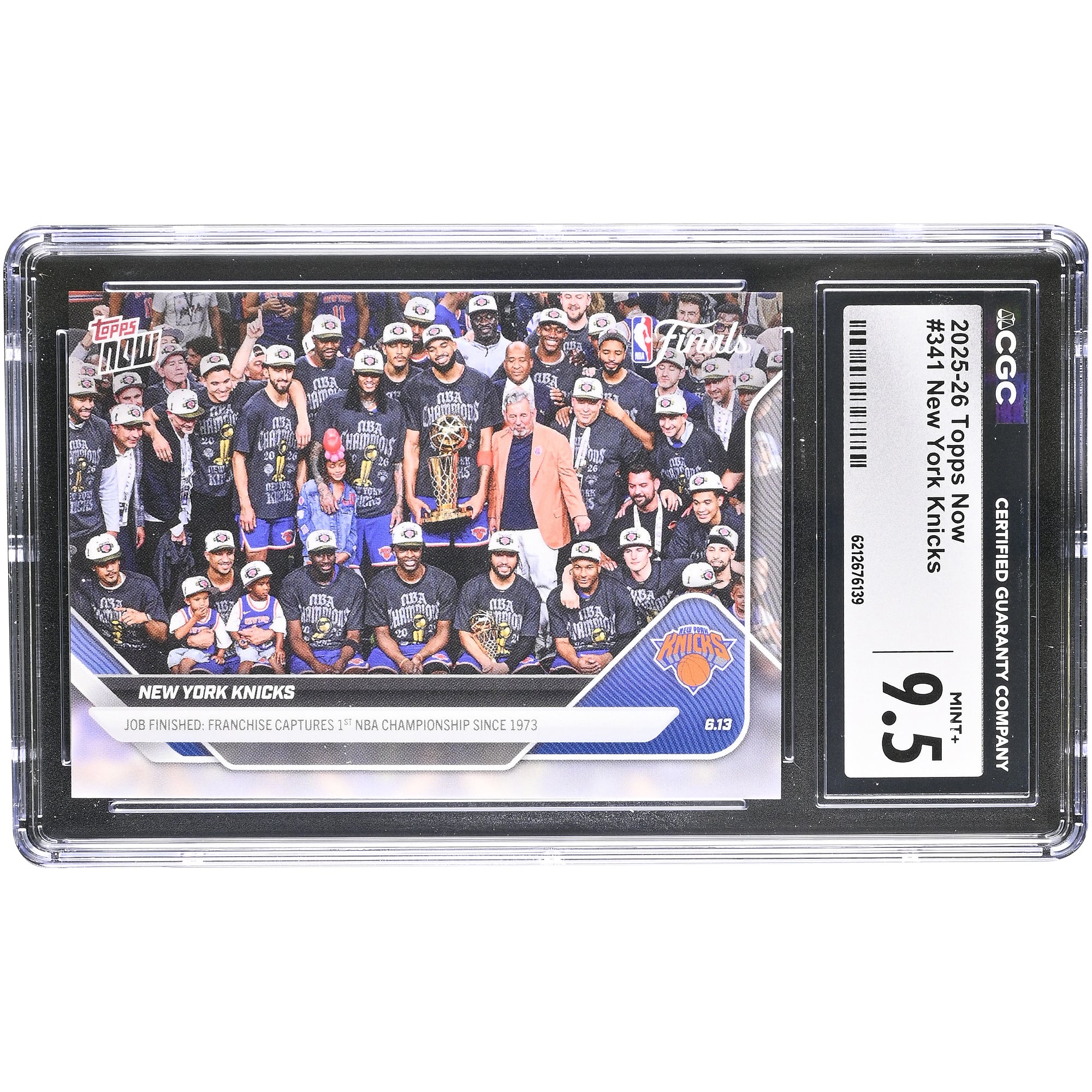 Carte New York Knicks 2025-26 Topps Now Champions NBA n° 341, authentifiée CGC MINT+ 9.5