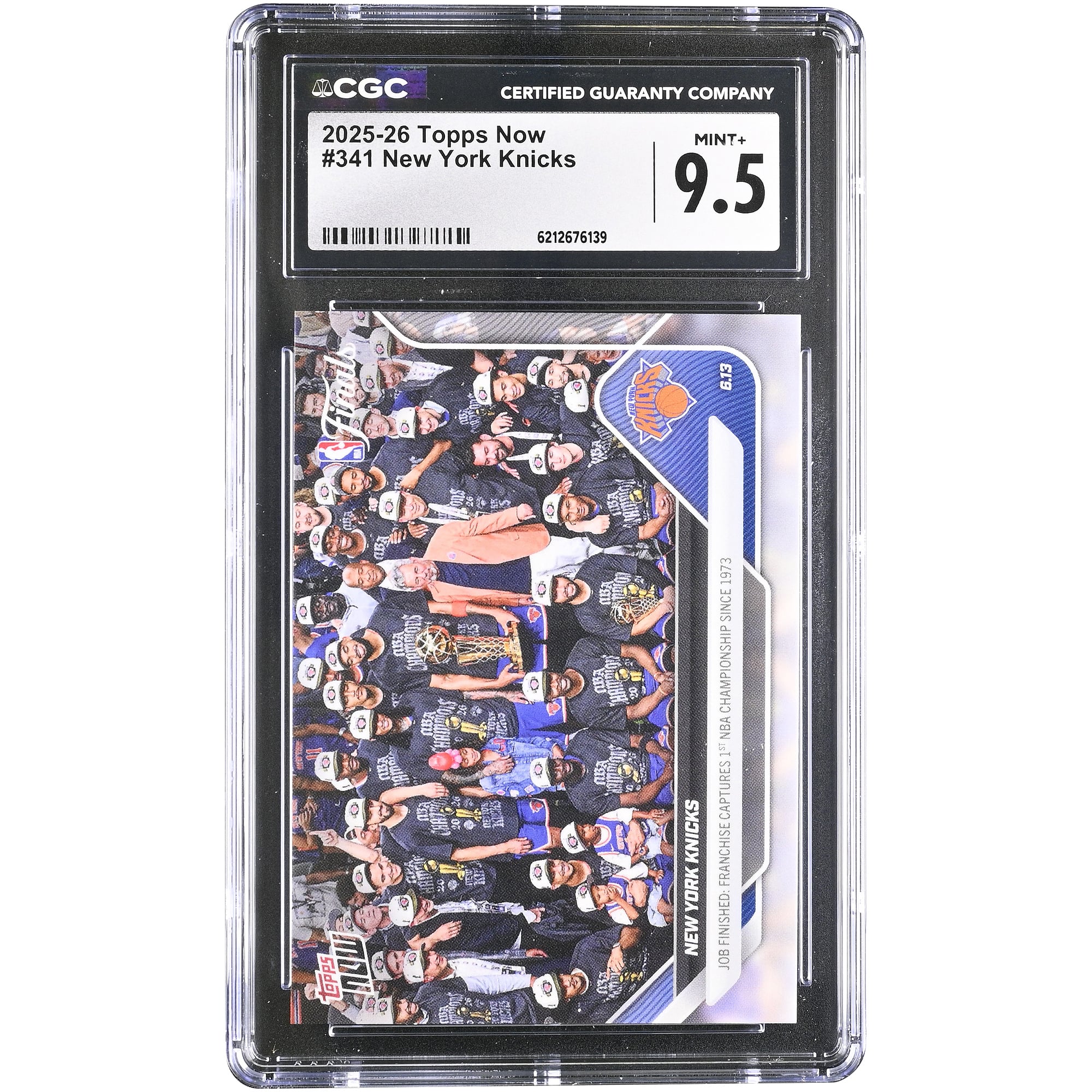 Carte New York Knicks 2025-26 Topps Now Champions NBA n° 341, authentifiée CGC MINT+ 9.5