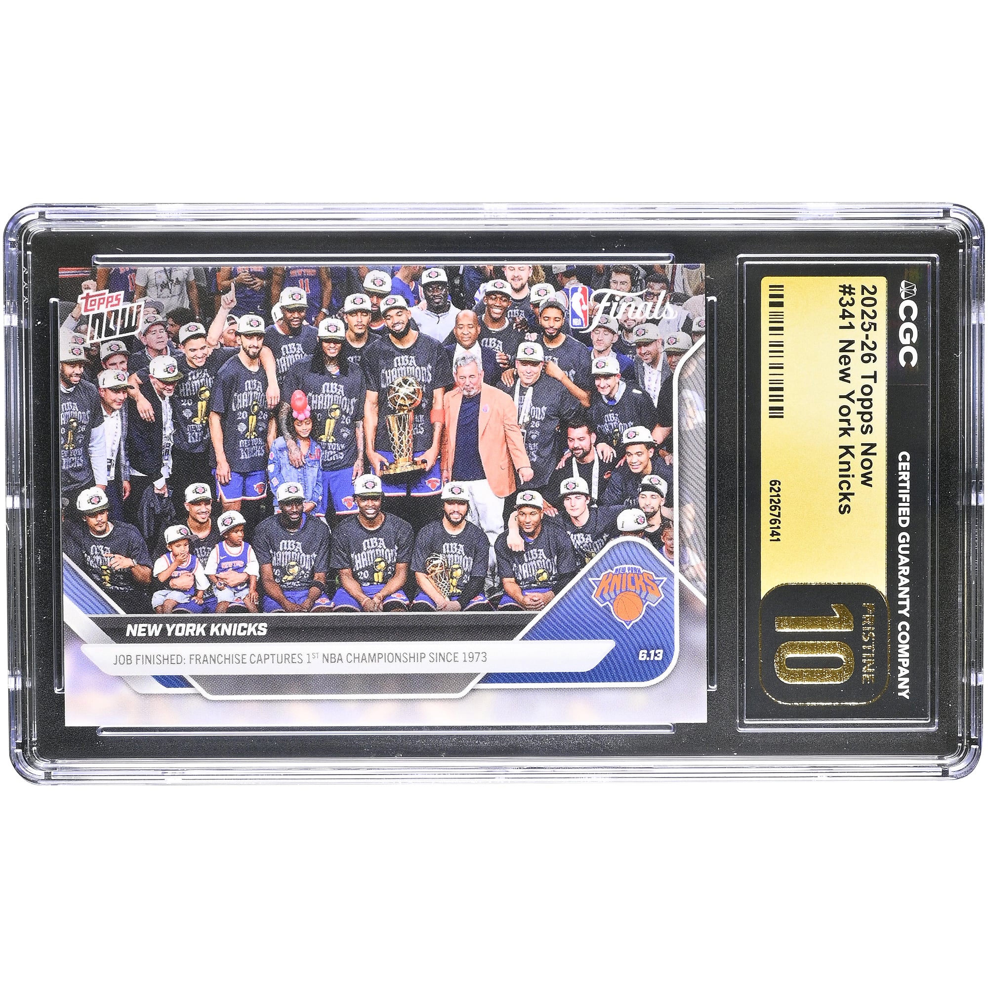 Carte New York Knicks 2025-26 Topps Now Champions NBA n° 341, authentifiée CGC, état PRISTINE 10