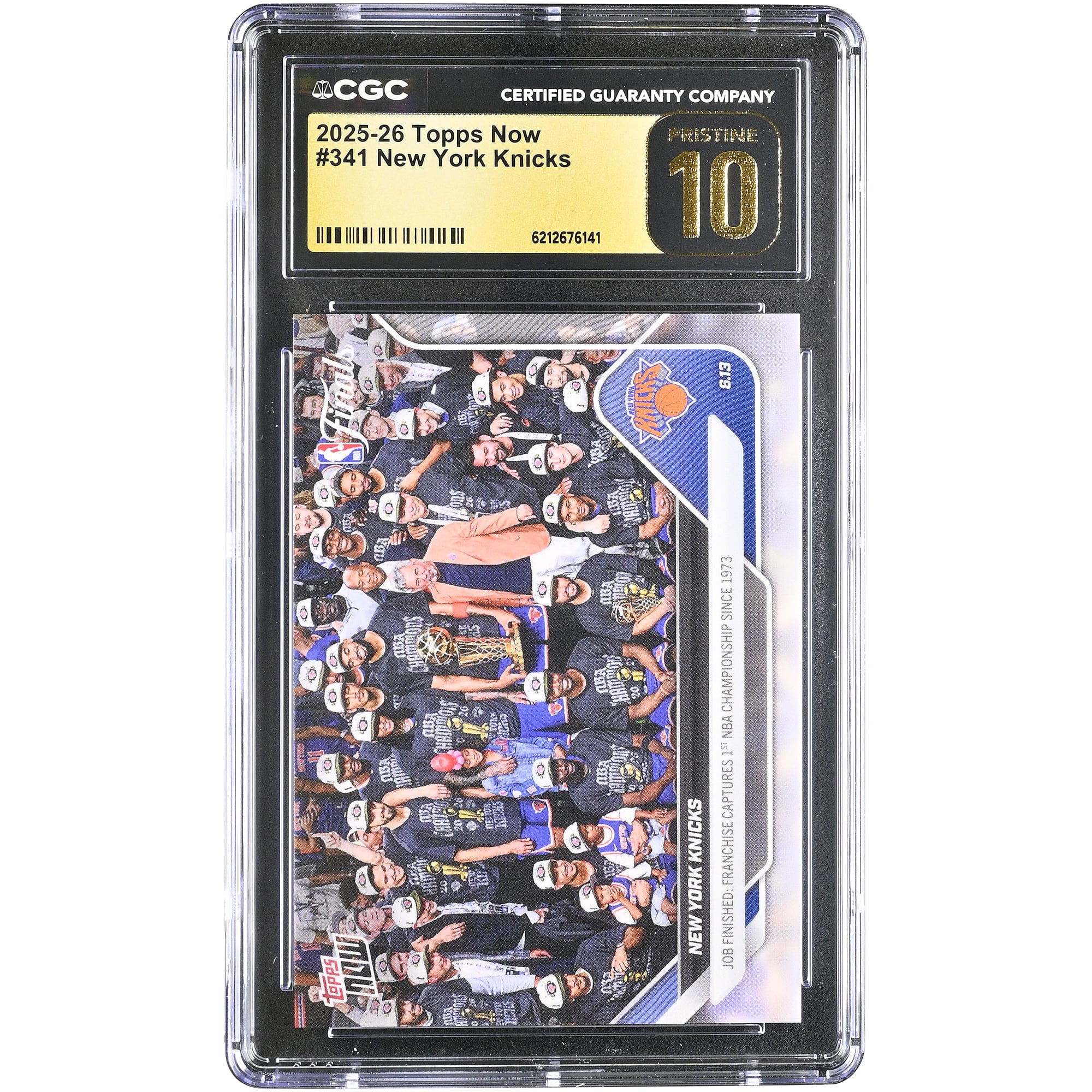 Carte New York Knicks 2025-26 Topps Now Champions NBA n° 341, authentifiée CGC, état PRISTINE 10