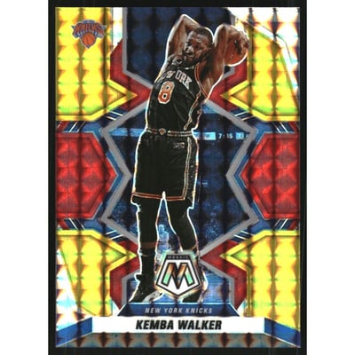 2021-22 Panini Mosaic Mosaic Choice Fusion Red and Yellow #83 Kemba Walker