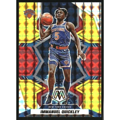 2021-22 Panini Mosaic Mosaic Choice Fusion Red and Yellow #90 Immanuel Quickley