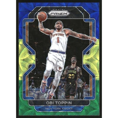 2021-22 Panini Prizm Prizms Choice Blue Yellow and Green #141 Obi Toppin