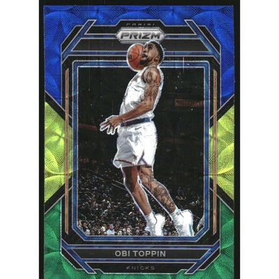 2022-23 Panini Prizm Prizms Choice Blue Yellow and Green #9 Obi Toppin