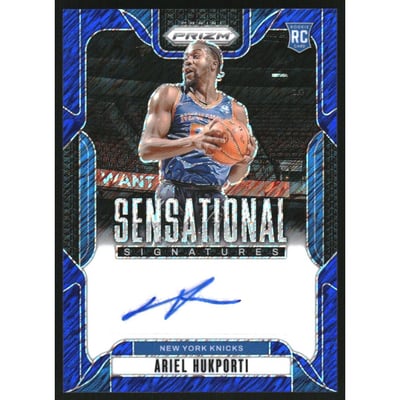2024-25 Panini Prizm Sensational Signatures Prizms Blue Shimmer FOTL #45 Ariel Hukporti