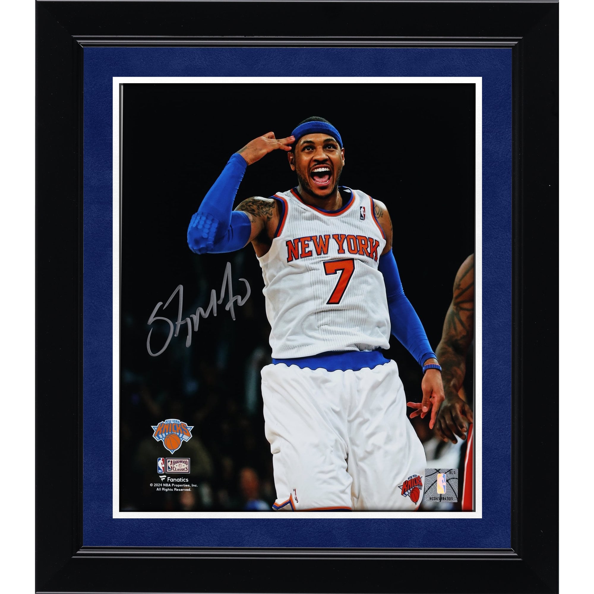 Photo de célébration autographiée de Carmelo Anthony (New York Knicks), format 20 x 25 cm